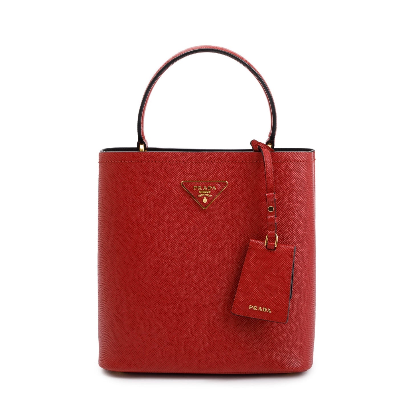 Prada Saffiano Cuir Panier Bag Red Medium Travel Bag