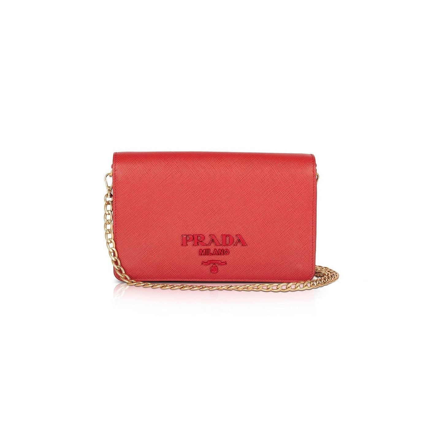 Prada Saffiano Shoulder Bag Leather Red