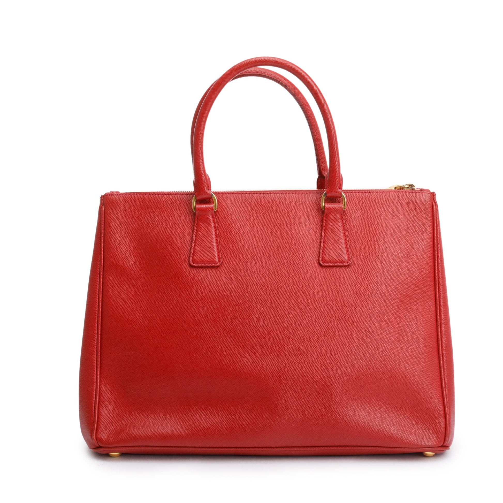 Prada Saffiano Lux Double Zip Galleria Tote Handbag Red Large Tote Bag