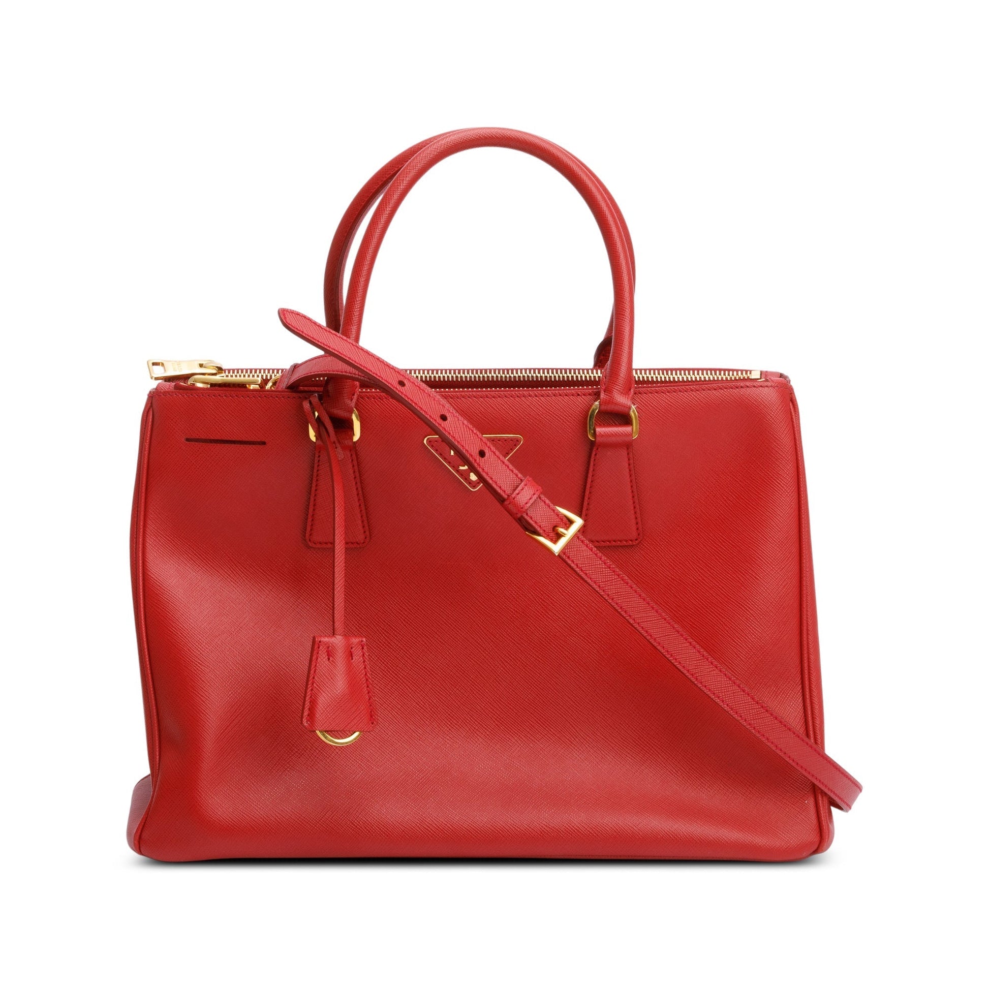 Prada Lux Double Galleria Tote Saffiano Red Medium Tote Bag