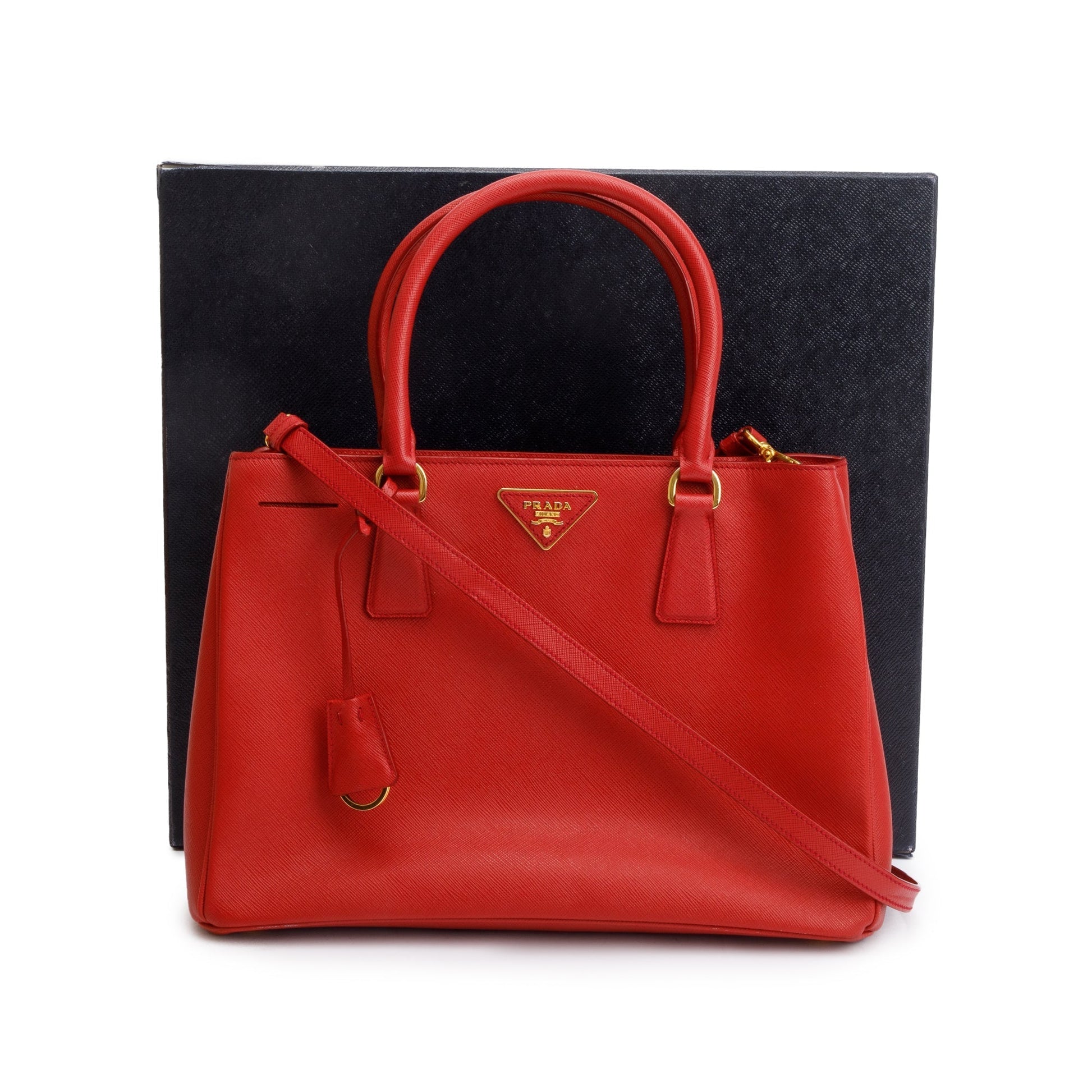 Prada Saffiano Lux Galleria Tote Handbag Red Medium Tote Bag