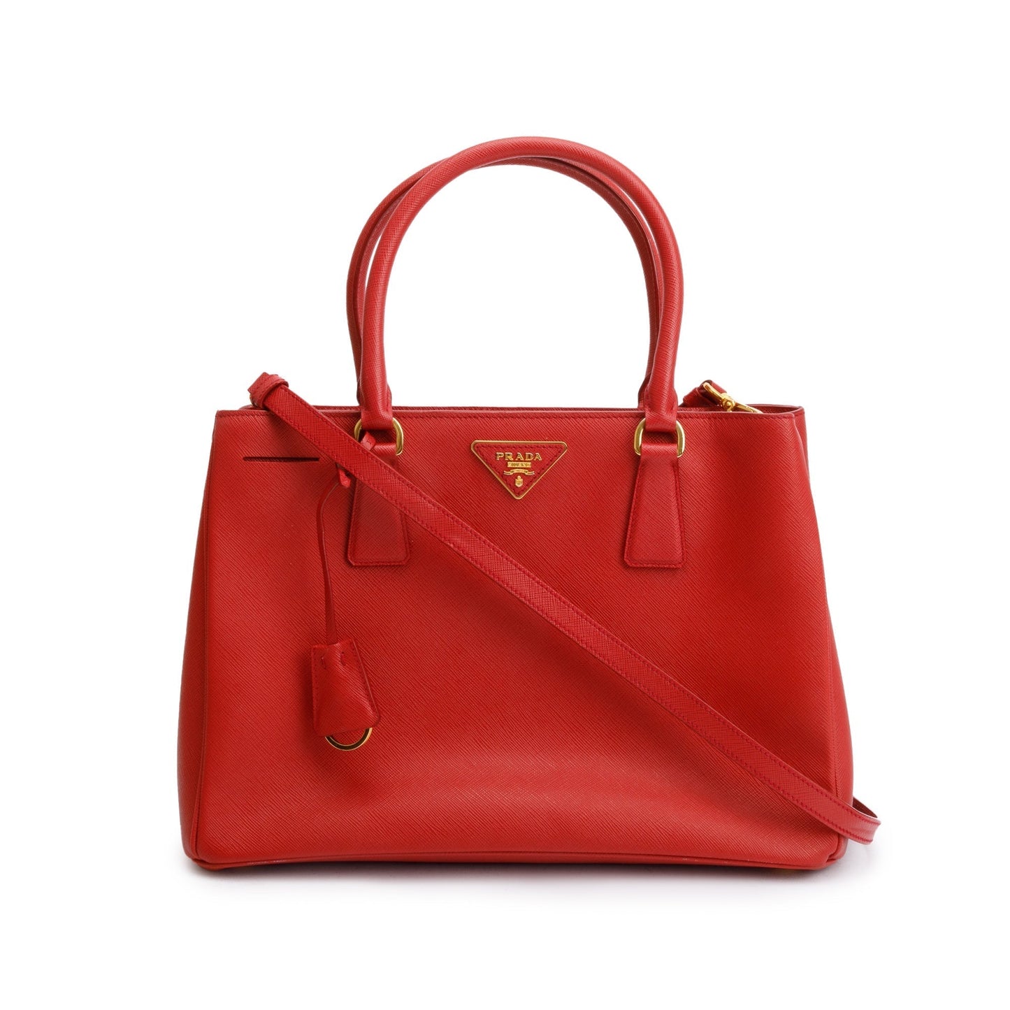 Prada Saffiano Lux Galleria Tote Handbag Red Medium Tote Bag