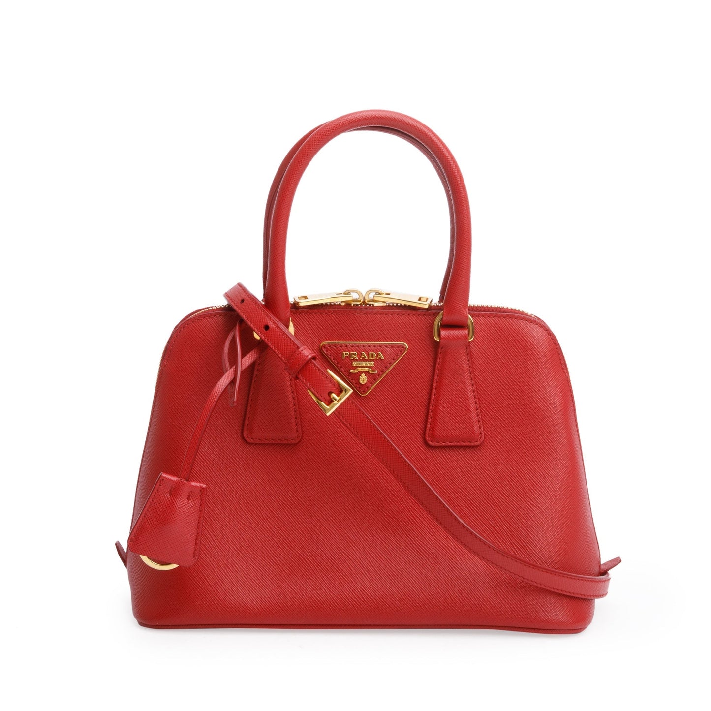 Prada Lux Promenade Tote Saffiano Red Small Tote Bag
