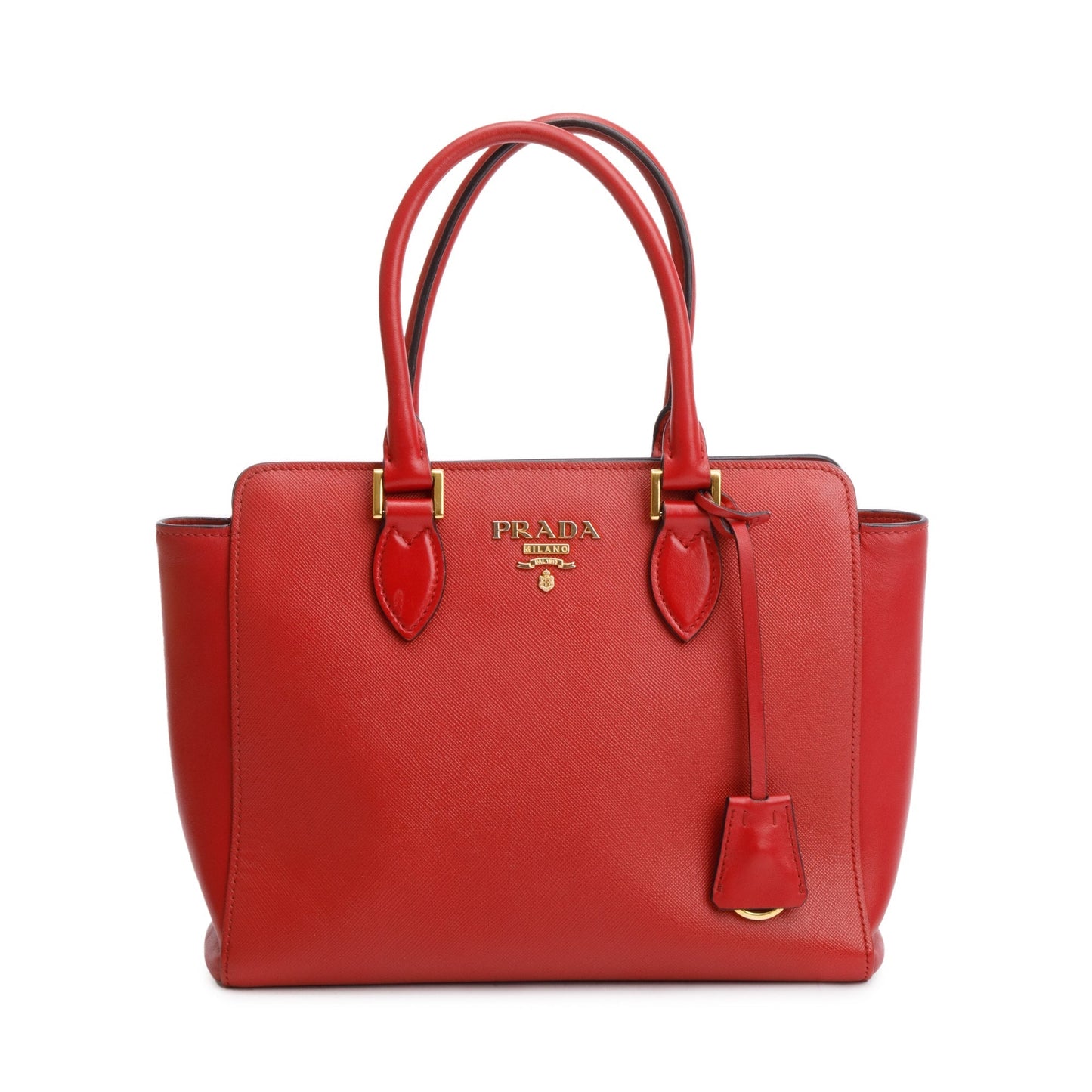 Prada Saffiano Soft Calf Tote Handbag Leather Red Tote Bag