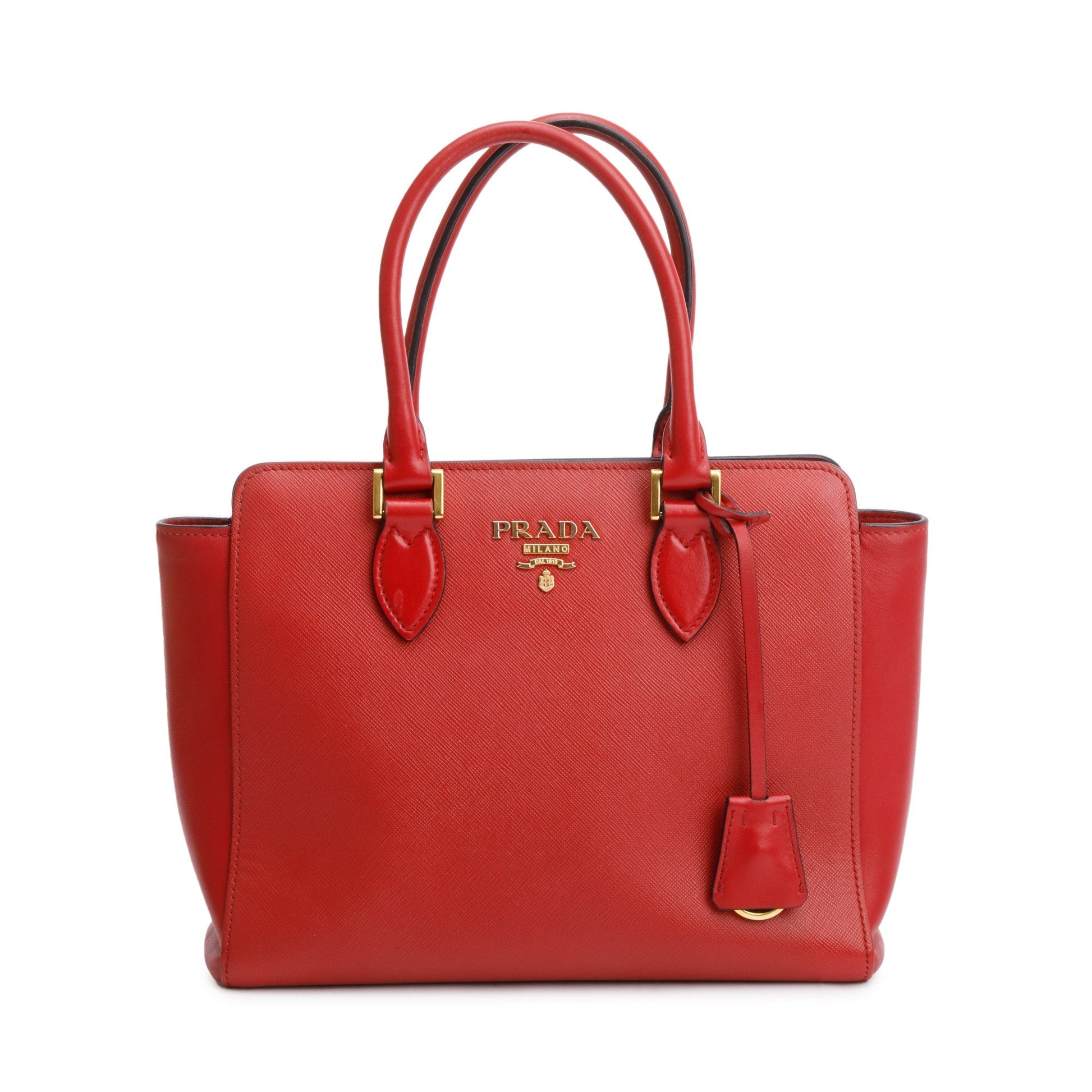 Prada Saffiano Soft Calf Tote Handbag Leather Red Tote Bag
