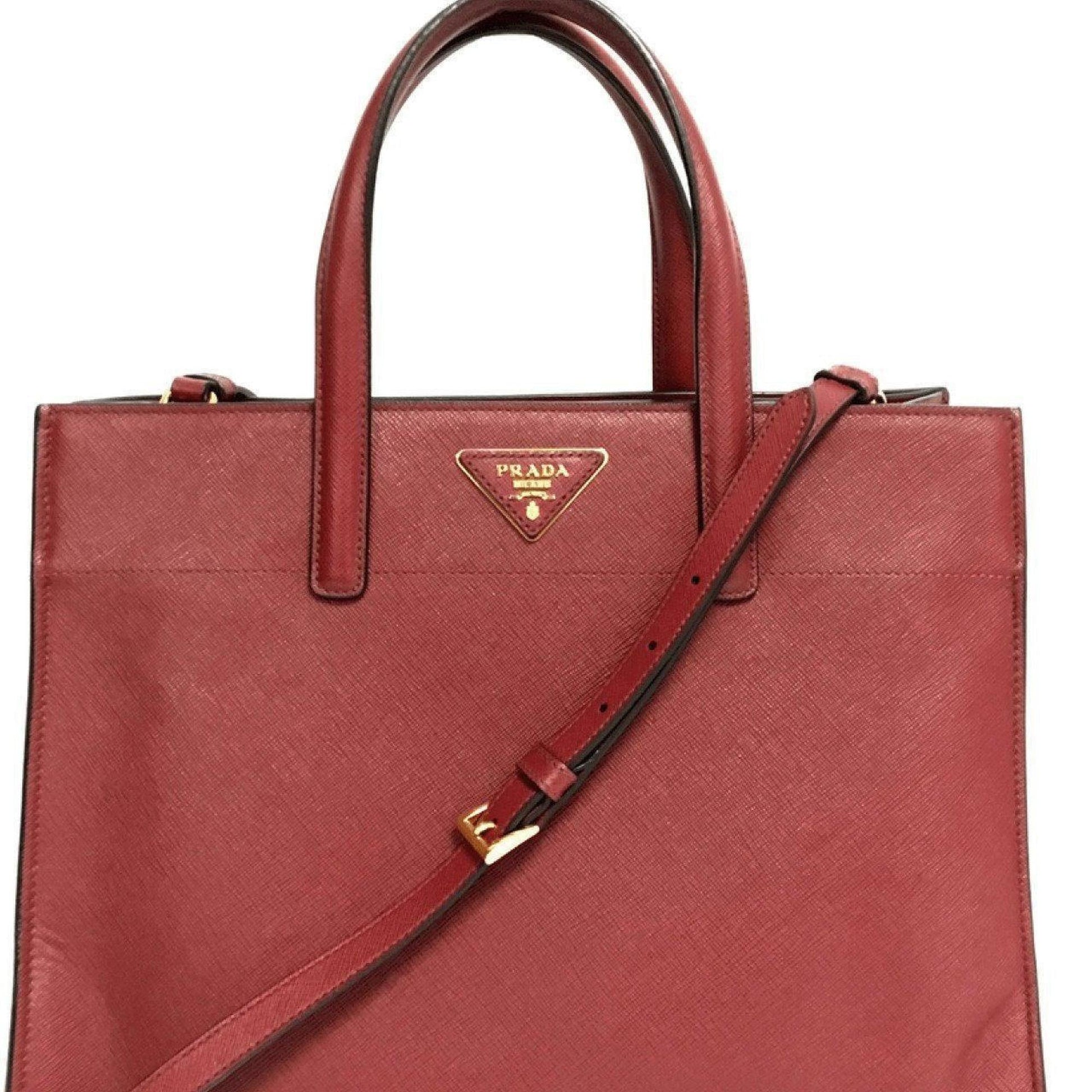 Prada Saffiano Soft Tote Handbag Red Tote Bag