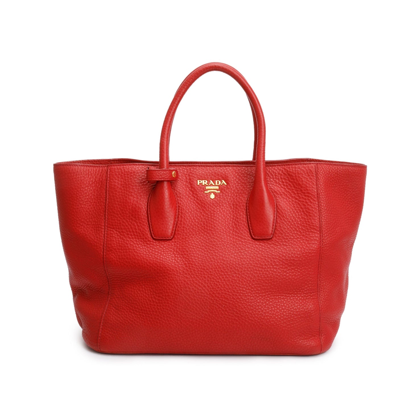 Prada Vitello Daino Tote Handbag Leather Red Tote Bag