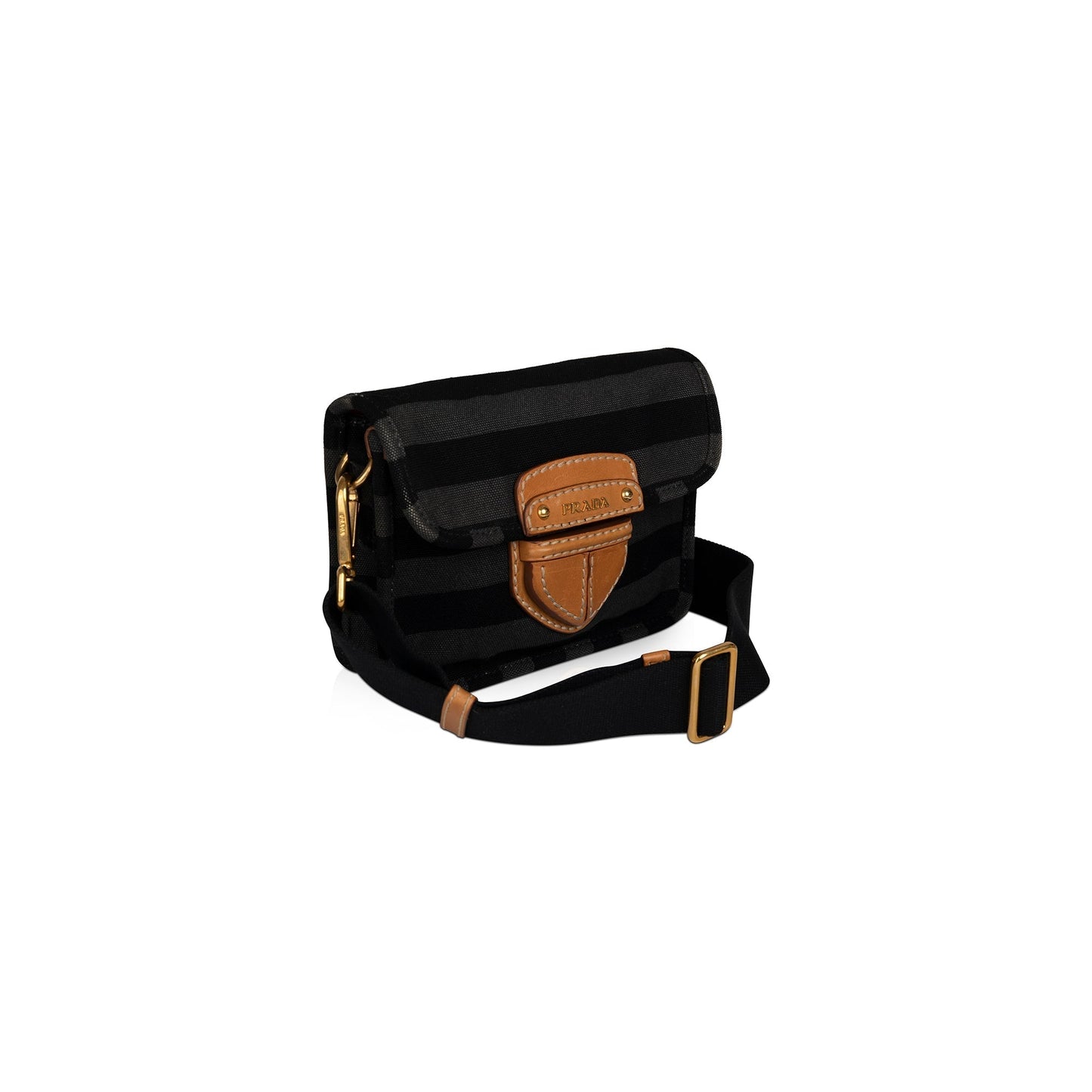 Prada Righe Striped Canapa Shoulder Bag