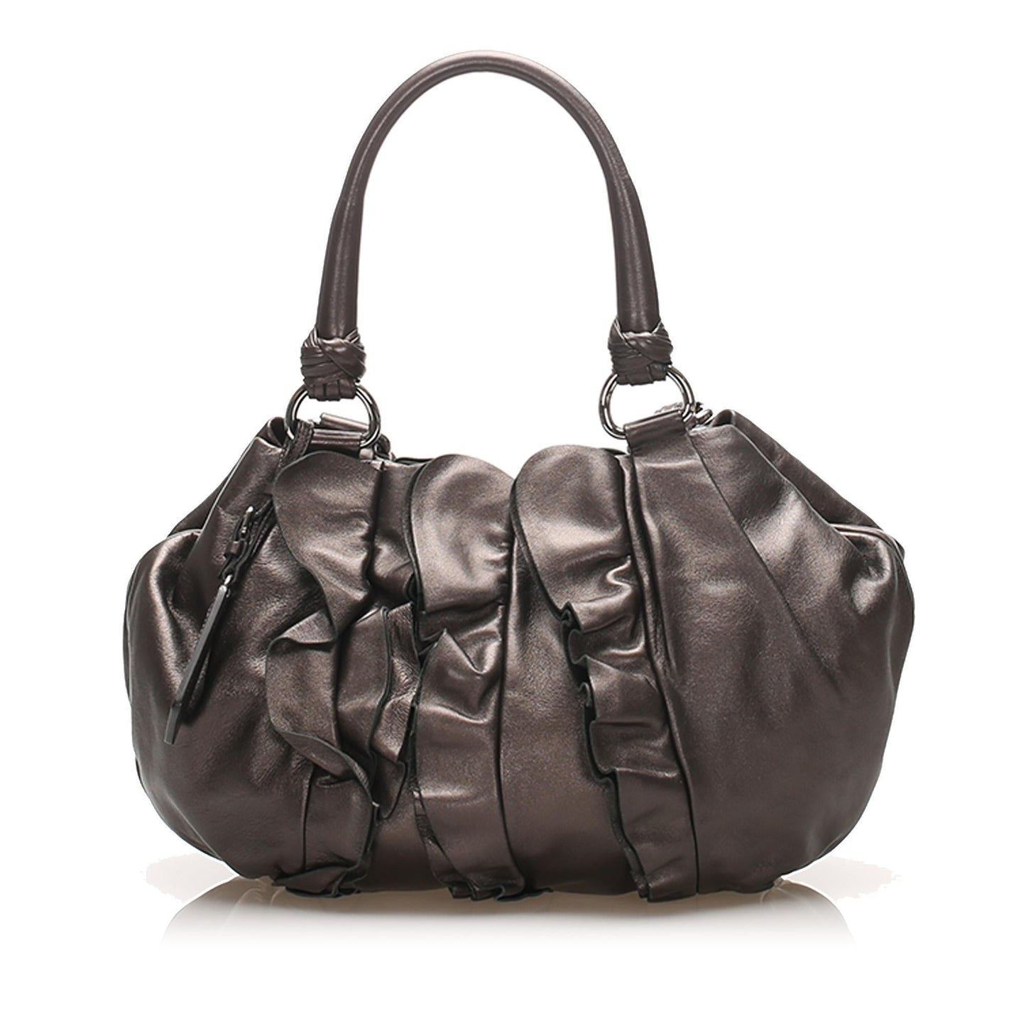 Prada Ruffled Tote Bag Leather