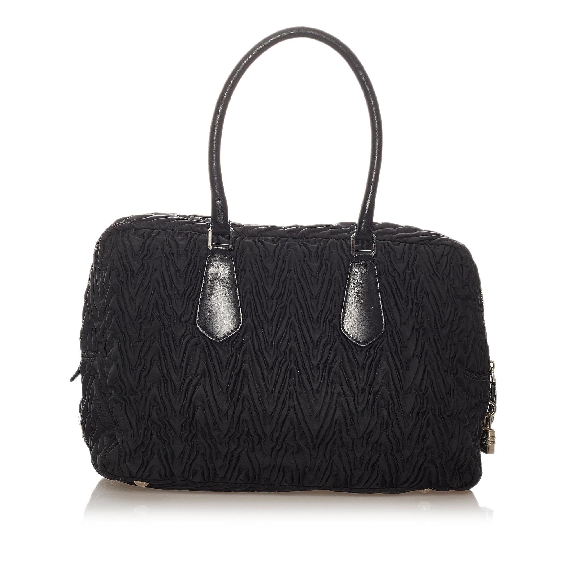 Prada Ruffled Tessuto Handbag Shg Satchel Bag