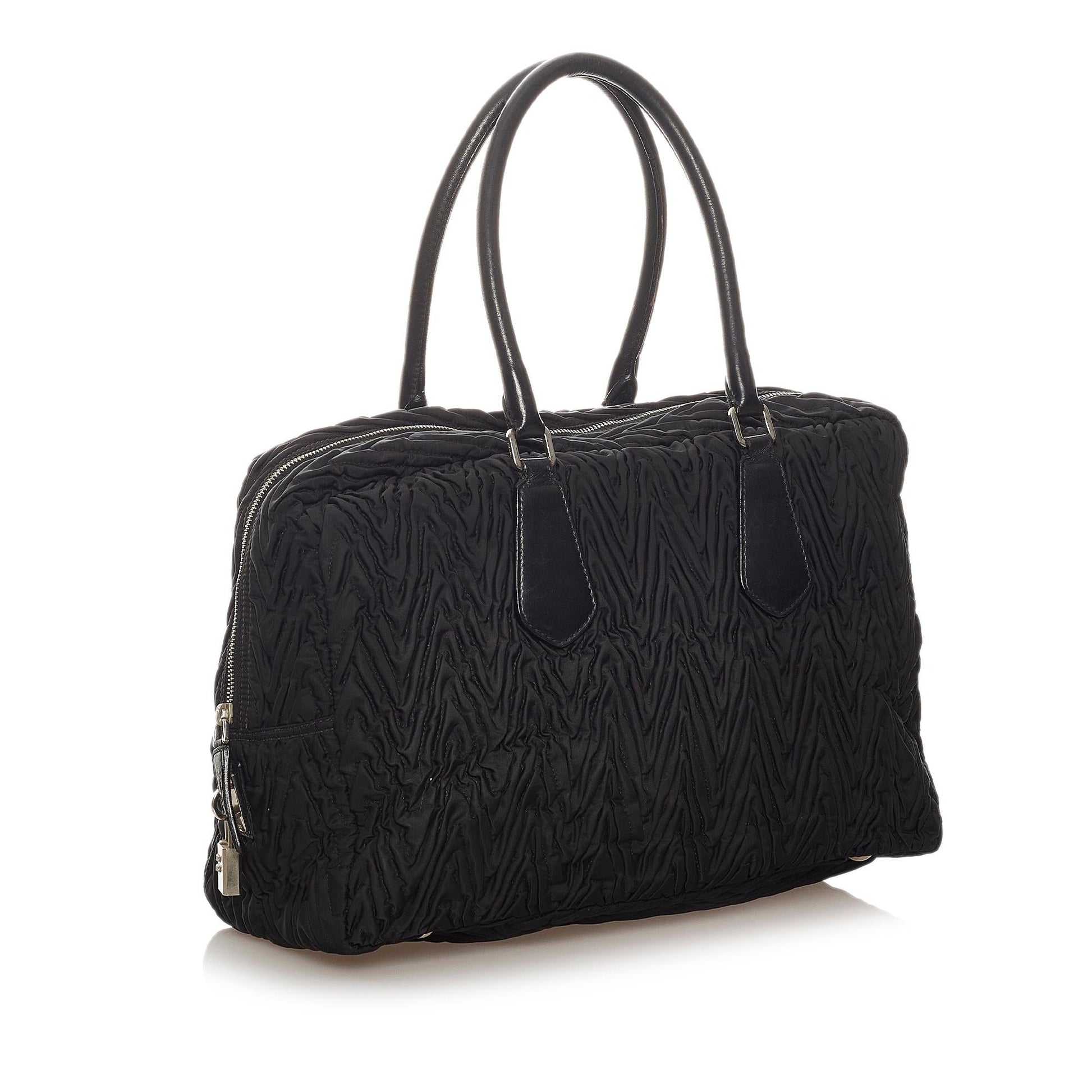 Prada Ruffled Tessuto Handbag Shg Satchel Bag