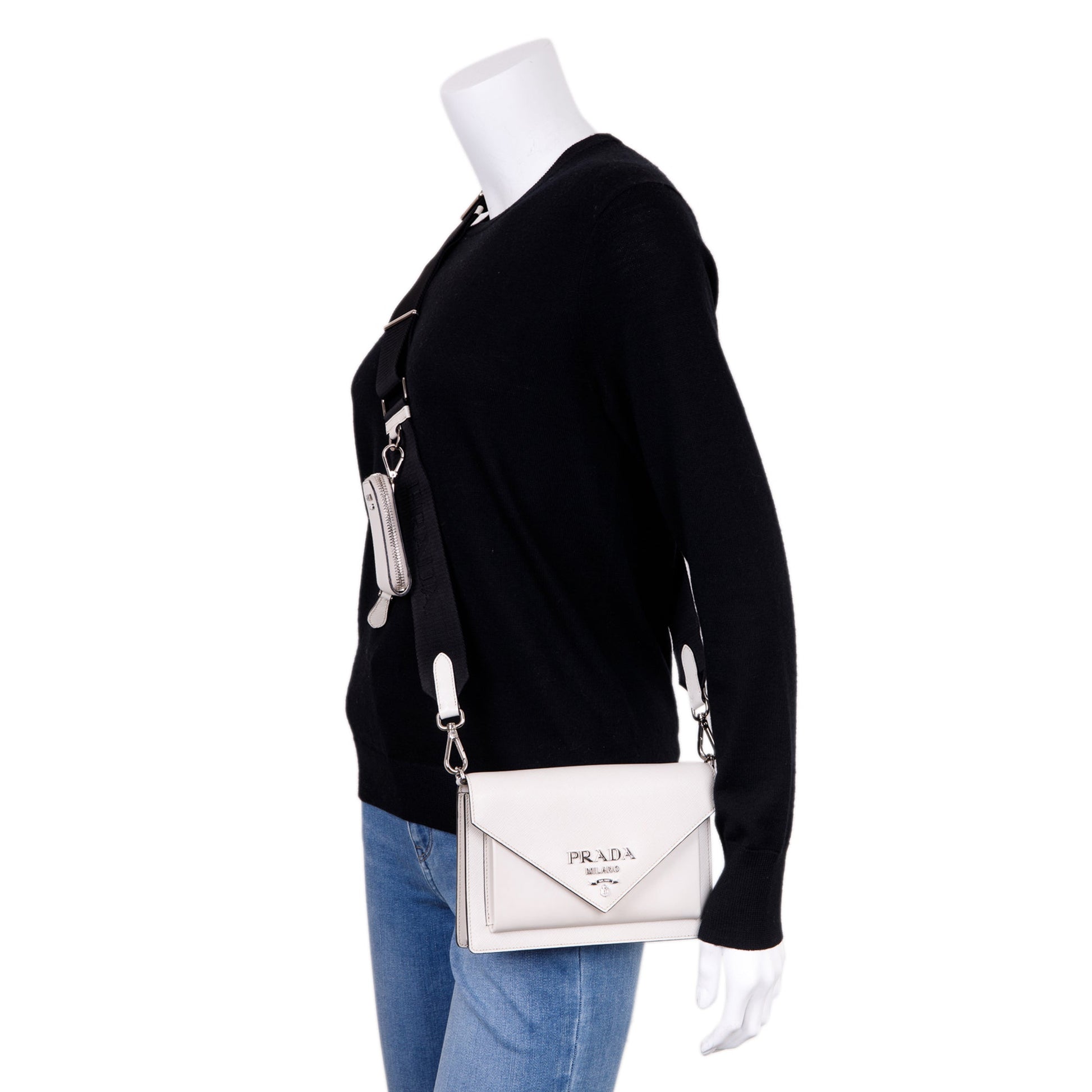 Prada Saffiano City Calf Envelope Bag Mini Travel Bag