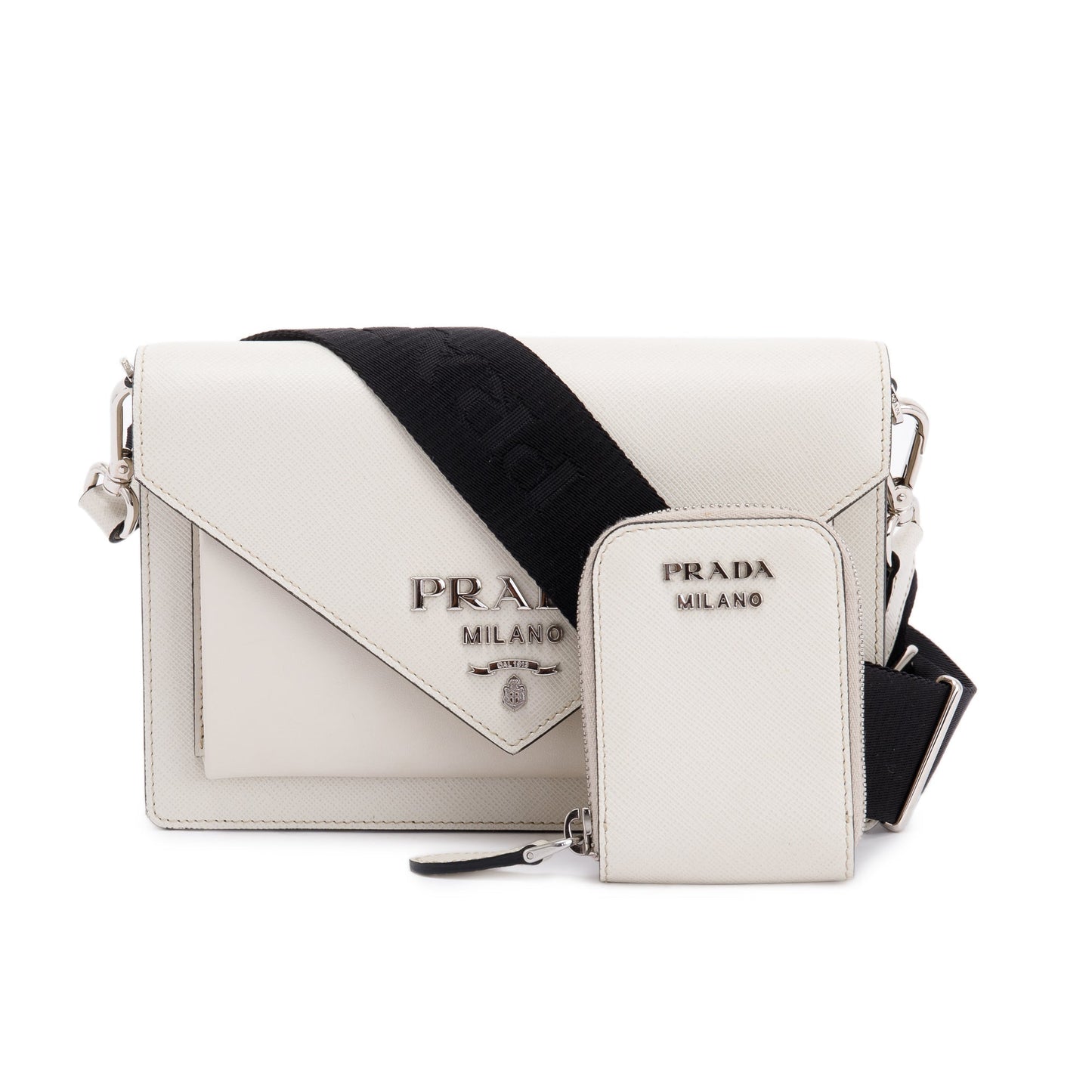 Prada Saffiano City Calf Envelope Bag Mini Travel Bag