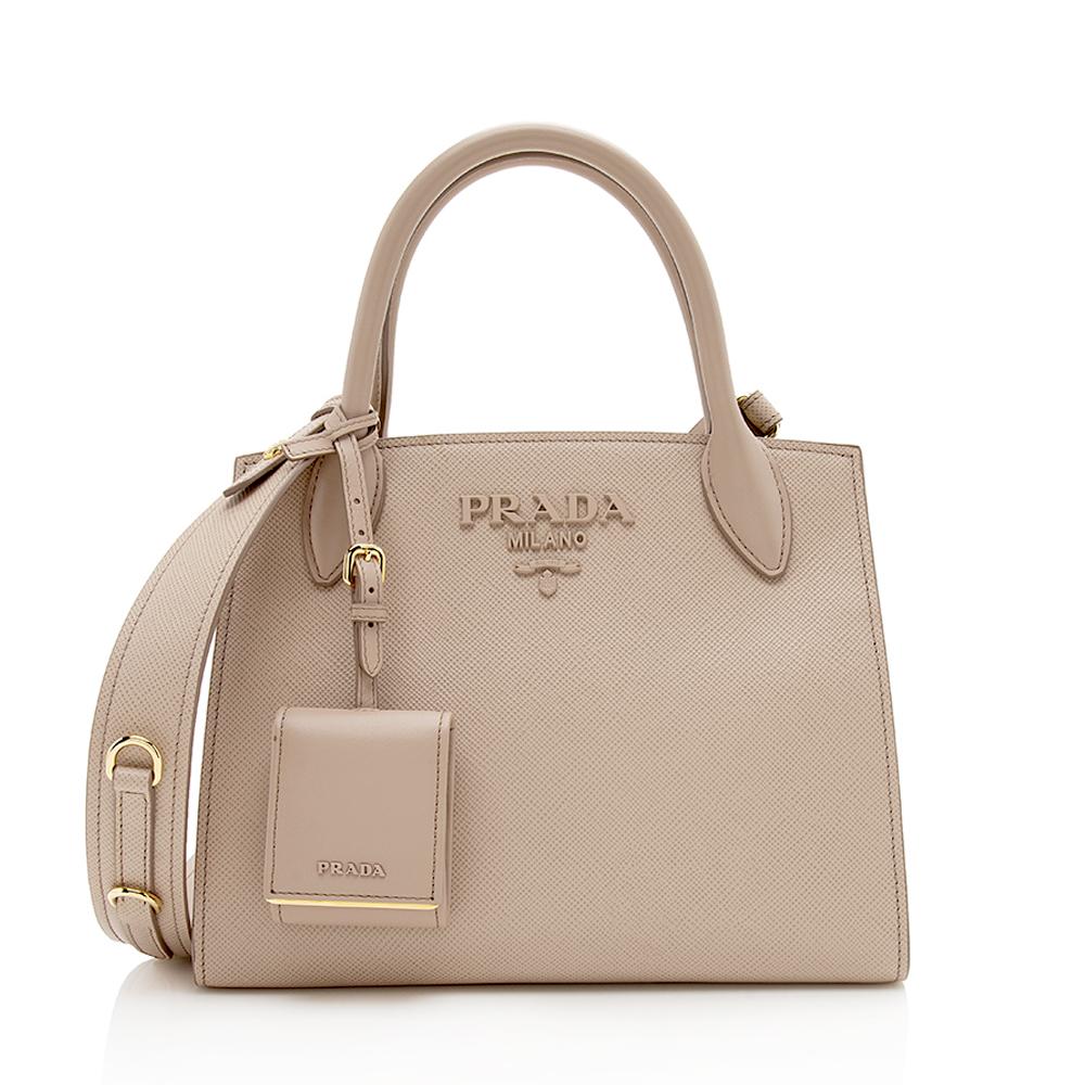 Prada Cuir Monochrome Tote Leather Saffiano Small Tote Bag