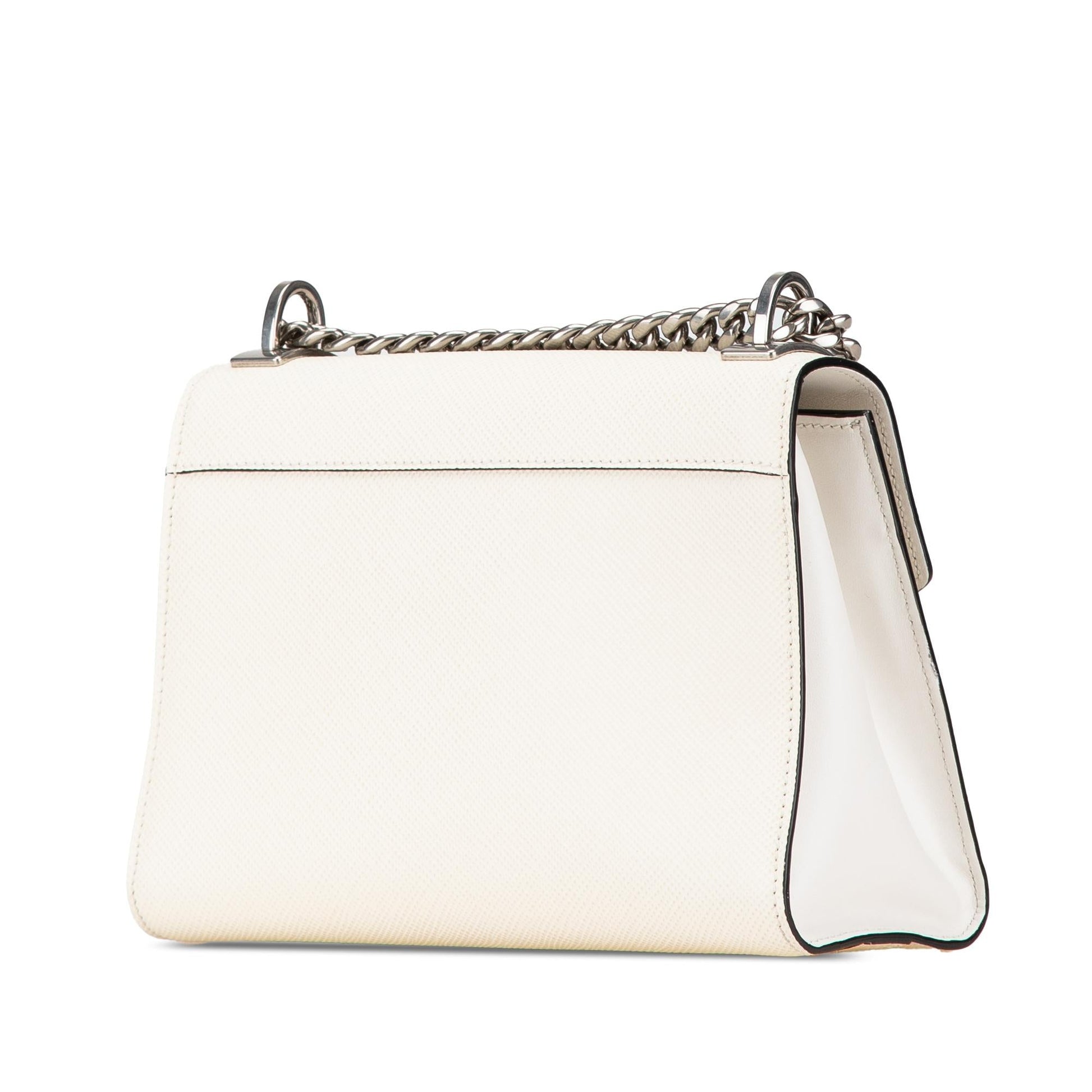 Prada Cuir Monochrome Robot Patches Envelope Crossbody Bag Saffiano Chain Flap