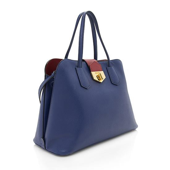 Prada Cuir Double Handle Tote Leather Saffiano Small Tote Bag