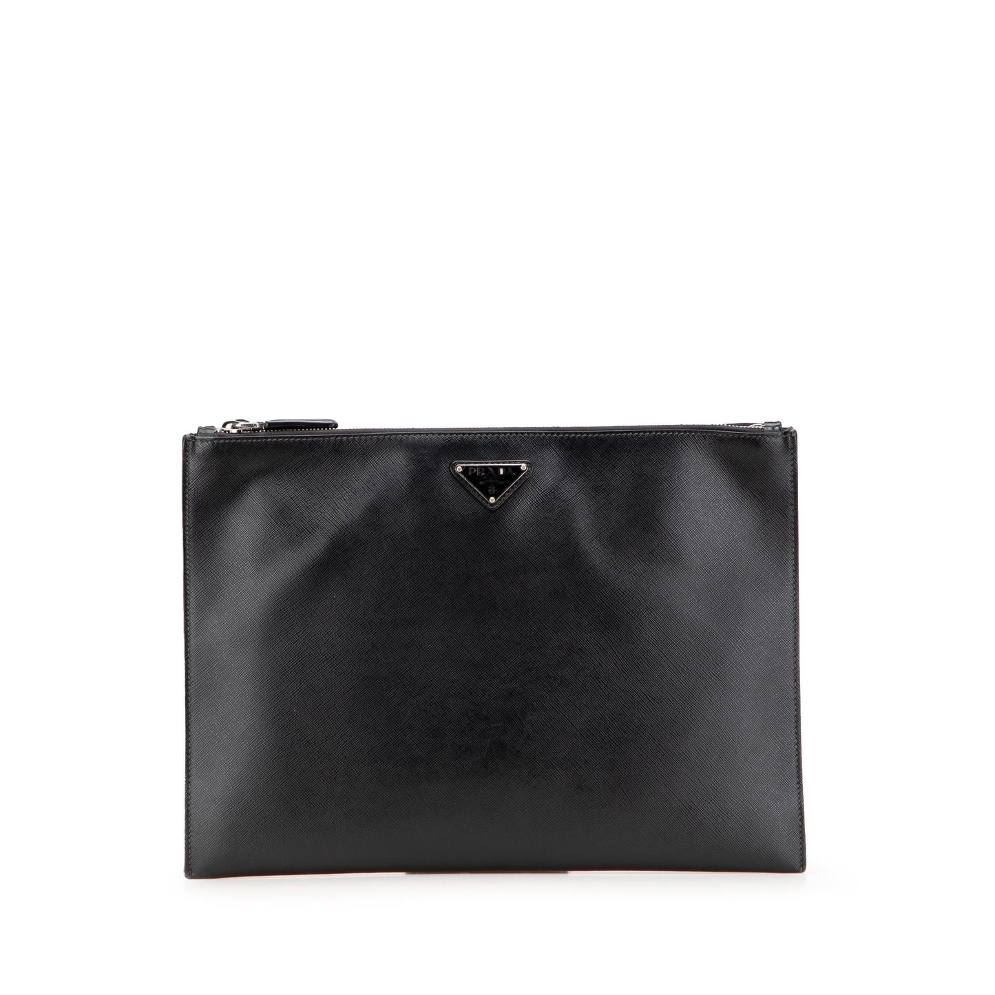 Prada Double Clutch Saffiano Zip Clutch Bag