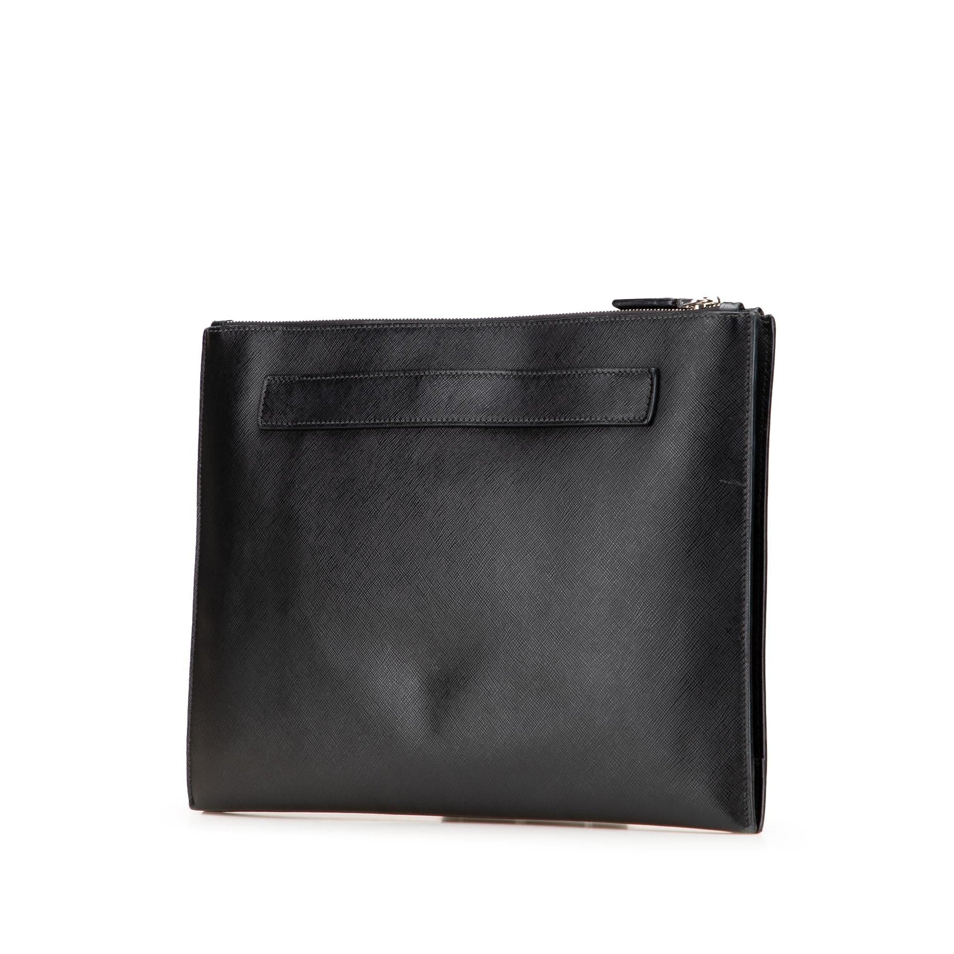 Prada Double Clutch Saffiano Zip Clutch Bag