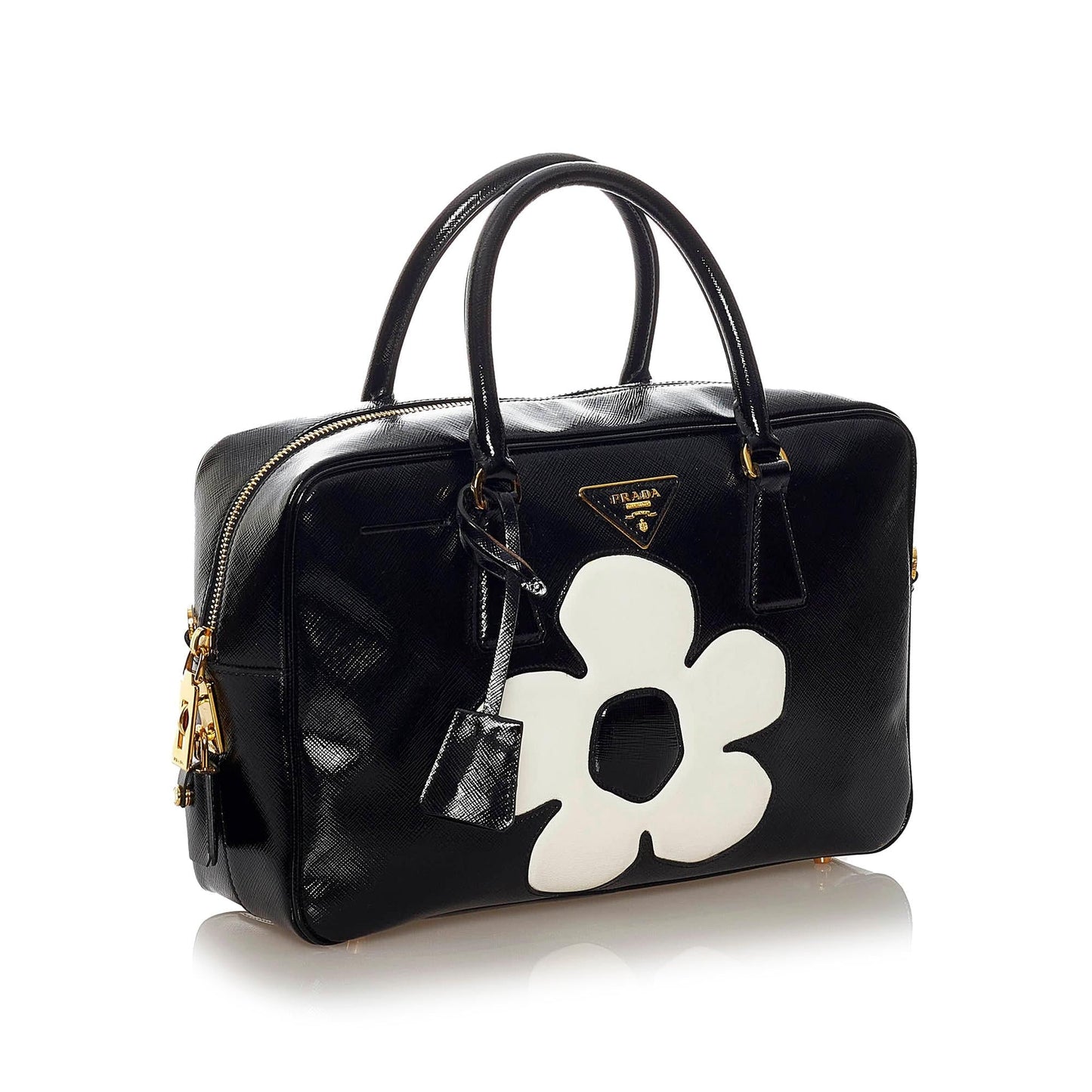 Prada Flower Satchel Shg Saffiano Satchel Bag