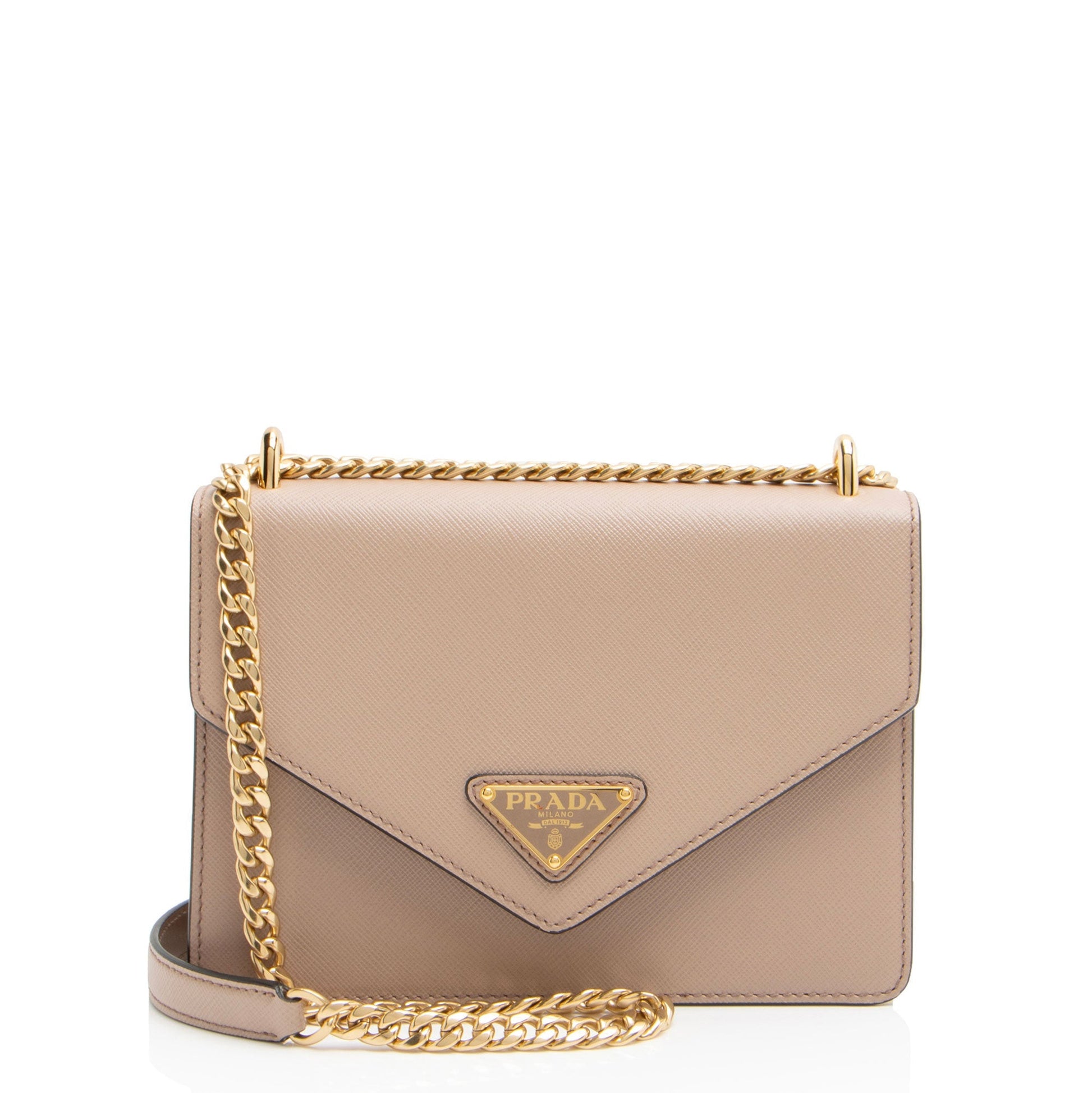 Prada Envelope Bag Leather Saffiano Chain Crossbody Bag
