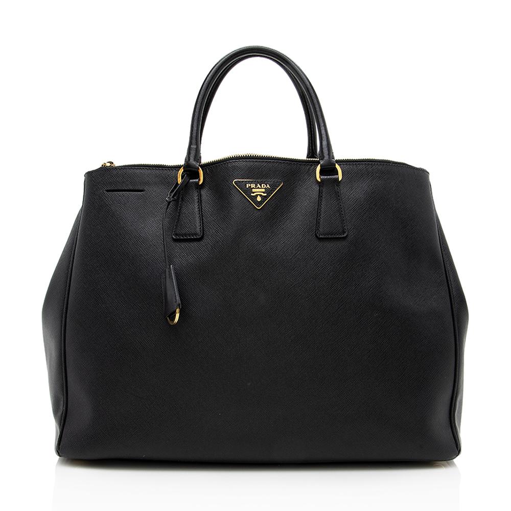 Prada Lux Double Tote Leather Saffiano Large Tote Bag