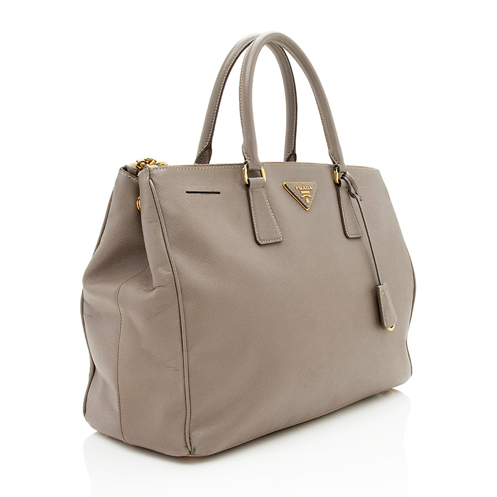 Prada Lux Double Tote Shf Leather Saffiano Medium Tote Bag
