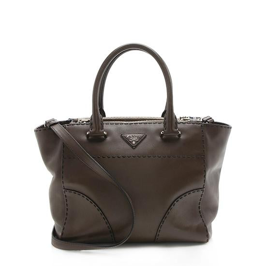 Prada Stitched City Tote Final Sale Leather Saffiano Small Tote Bag