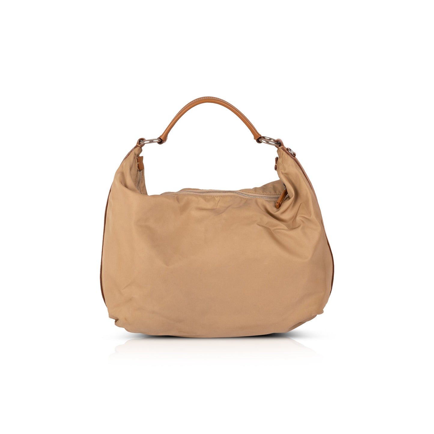 Prada Saffiano Trimmed Tessuto Hobo Handbag Leather Travel Bag