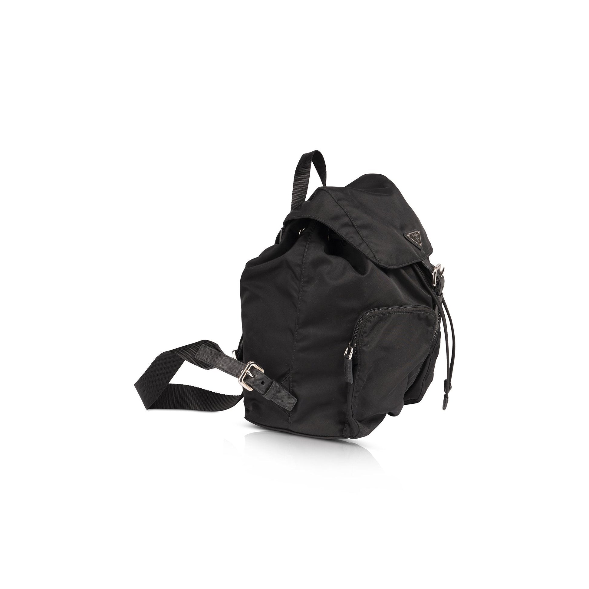 Prada Saffiano Trimmed Tessuto Backpack Handbag Leather Nylon
