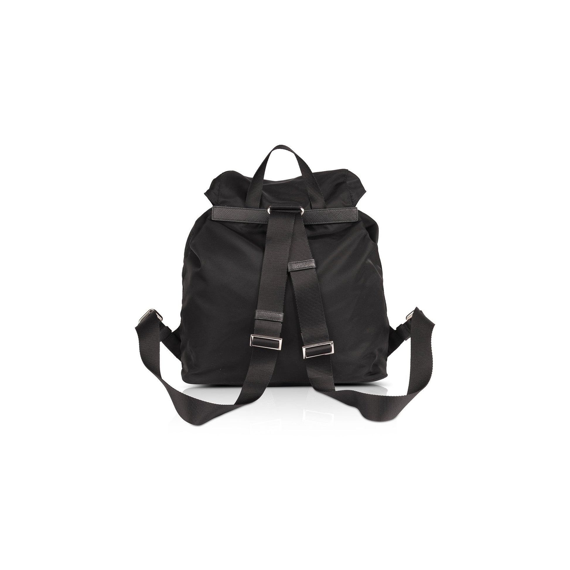 Prada Saffiano Trimmed Tessuto Backpack Handbag Leather Nylon