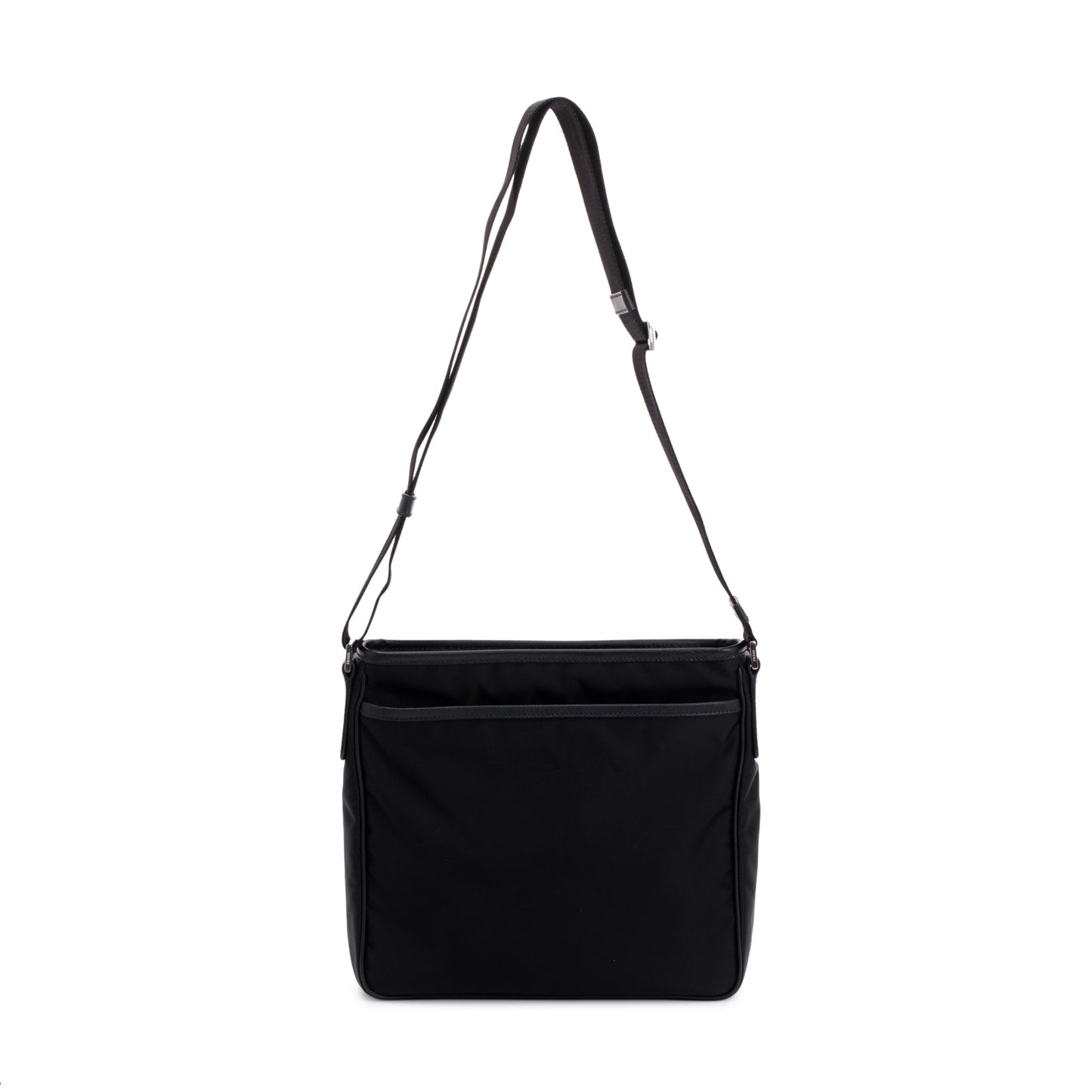 Prada Saffiano Trimmed Tessuto Messenger Bag Leather Nylon Travel Bag