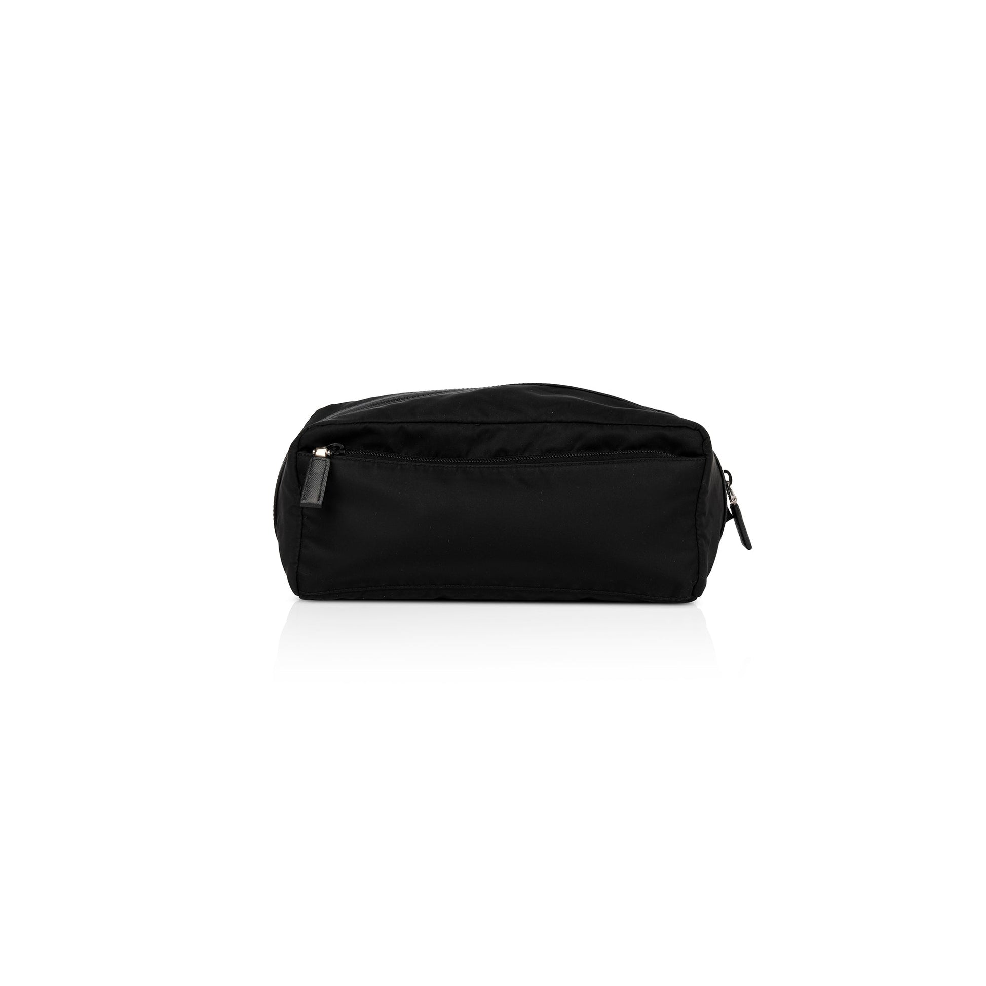 Prada Saffiano Trimmed Tessuto Toiletry Bag Leather Nylon Travel Bag