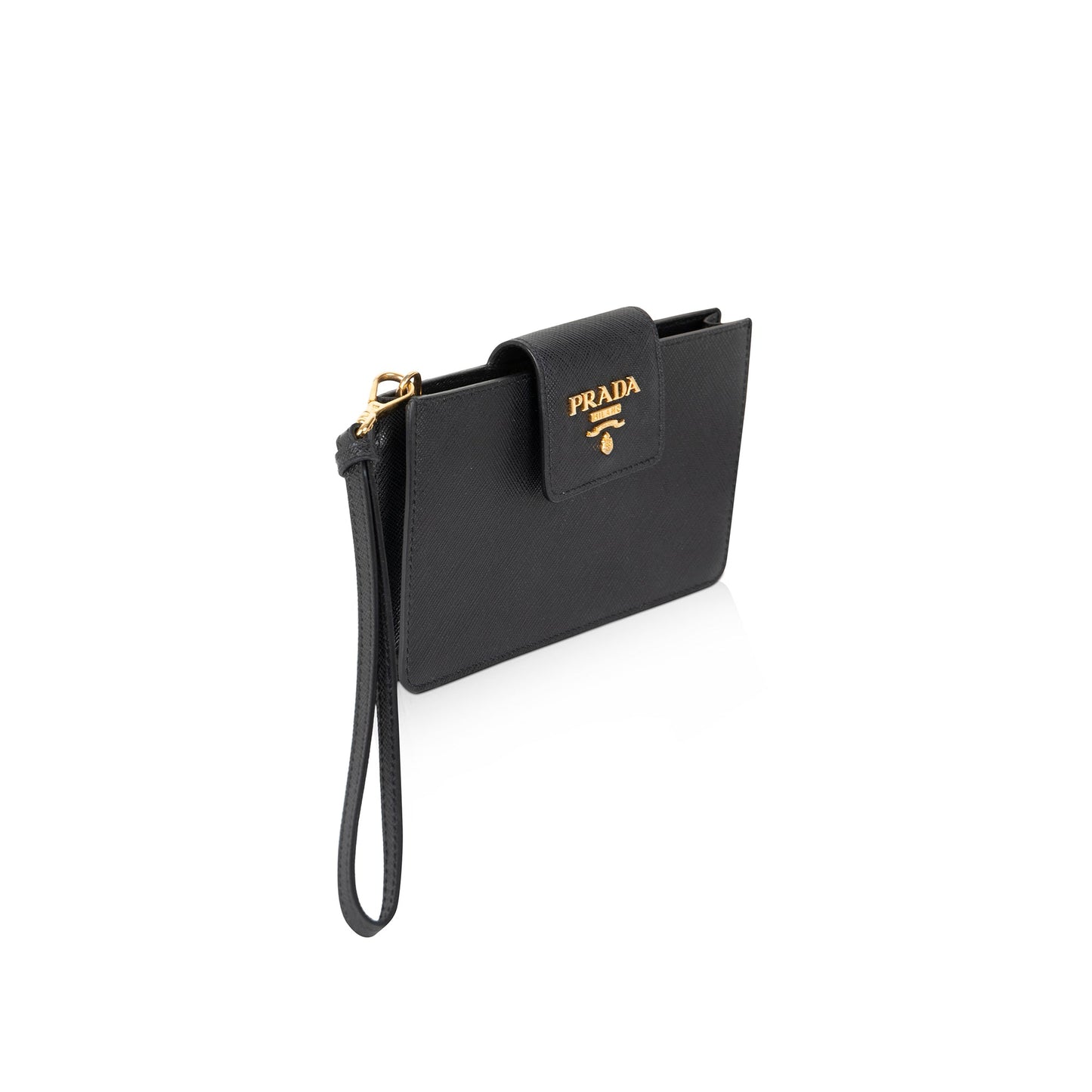 Prada Saffiano Wristlet Handbag Leather Travel Bag