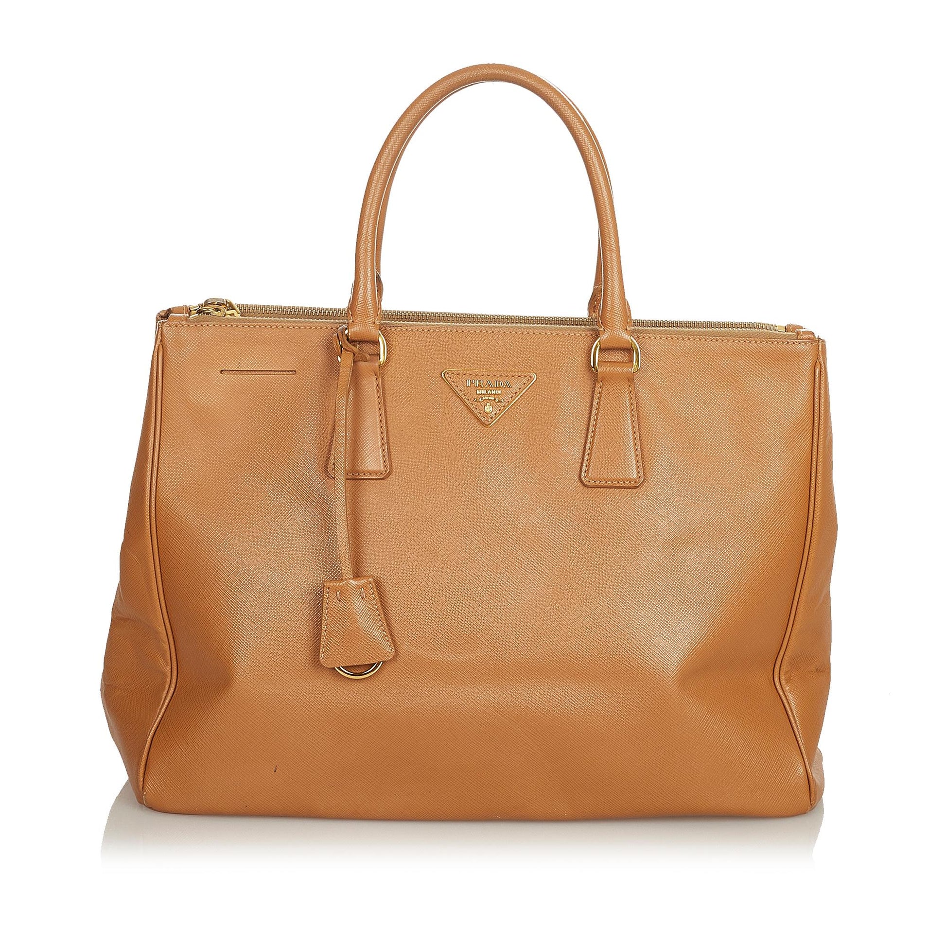 Prada Lux Double Galleria Handbag Shg Saffiano Zip Satchel Bag
