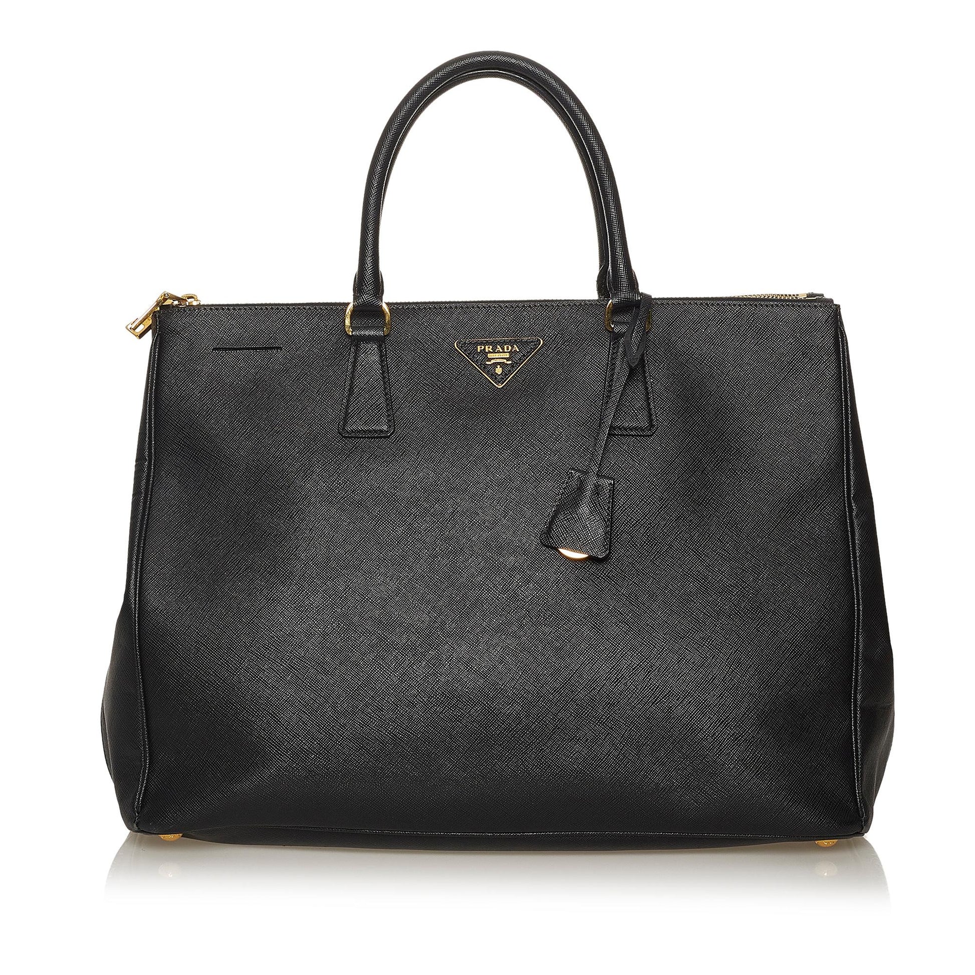 Prada Lux Double Galleria Tote Bag Shg Saffiano Zip