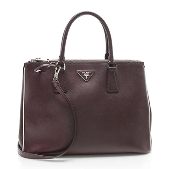 Prada Lux Double Tote Saffiano Medium Zip Tote Bag