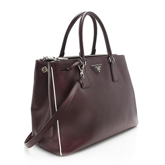 Prada Lux Double Tote Saffiano Medium Zip Tote Bag