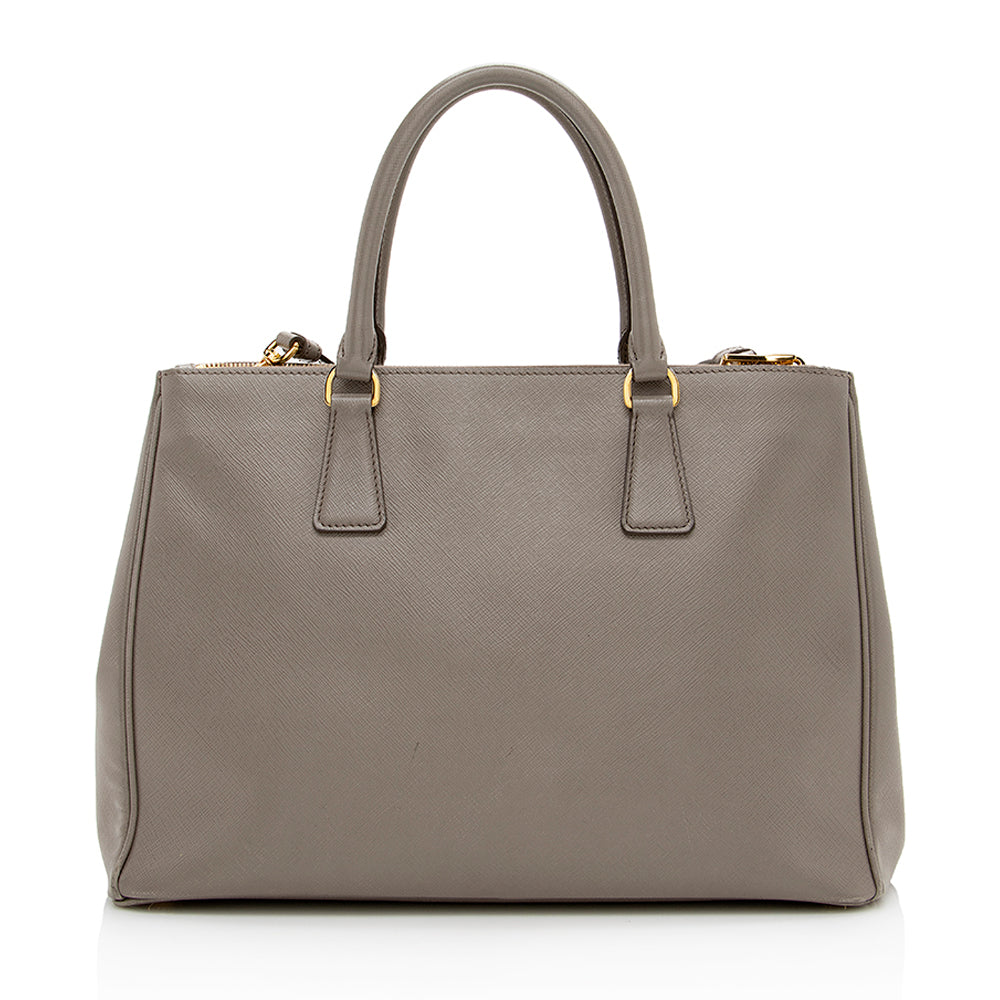 Prada Lux Double Tote Shf Saffiano Medium Zip Tote Bag