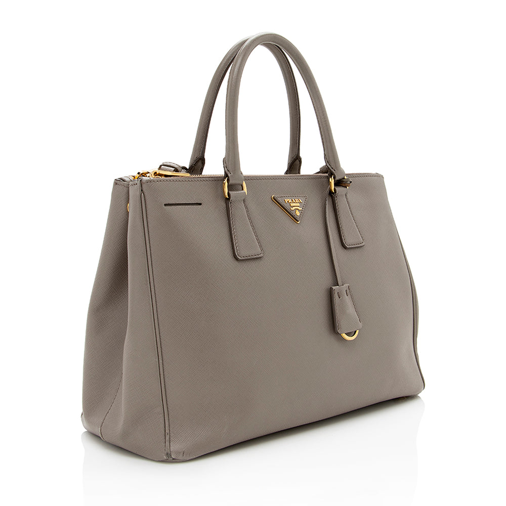 Prada Lux Double Tote Shf Saffiano Medium Zip Tote Bag
