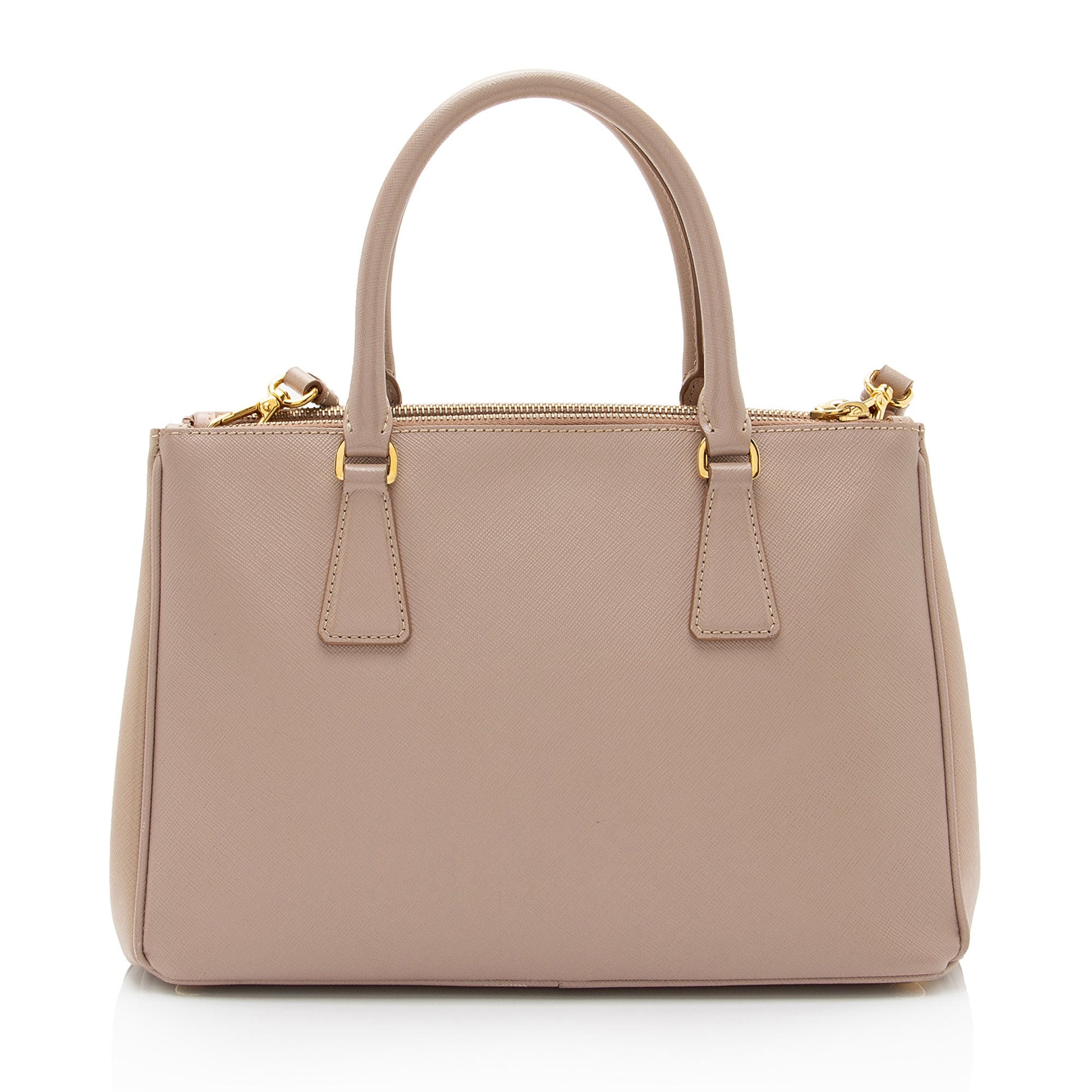 Prada Lux Double Tote Shf Dninwm Saffiano Small Zip Tote Bag