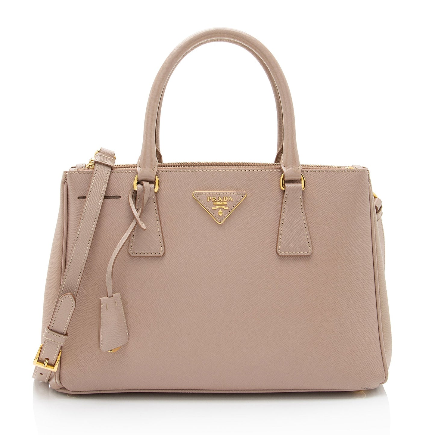 Prada Lux Double Tote Shf Dninwm Saffiano Small Zip Tote Bag