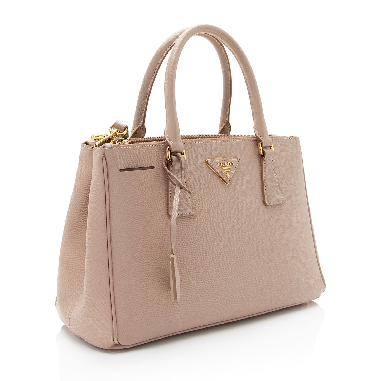 Prada Lux Double Tote Shf Dninwm Saffiano Small Zip Tote Bag