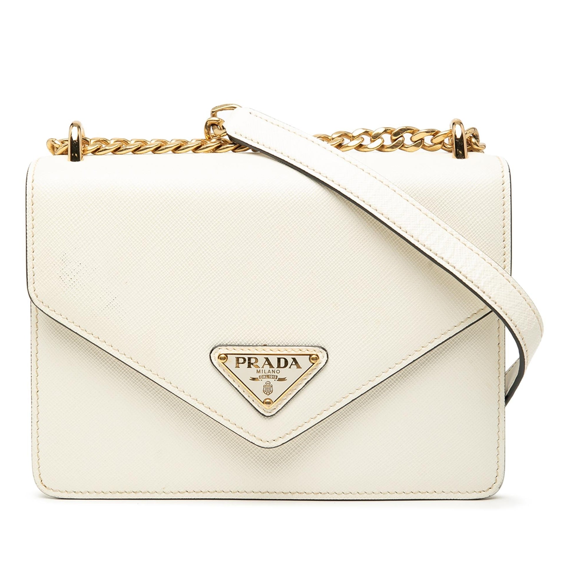 Prada Lux Envelope Crossbody Bag Saffiano Chain Flap