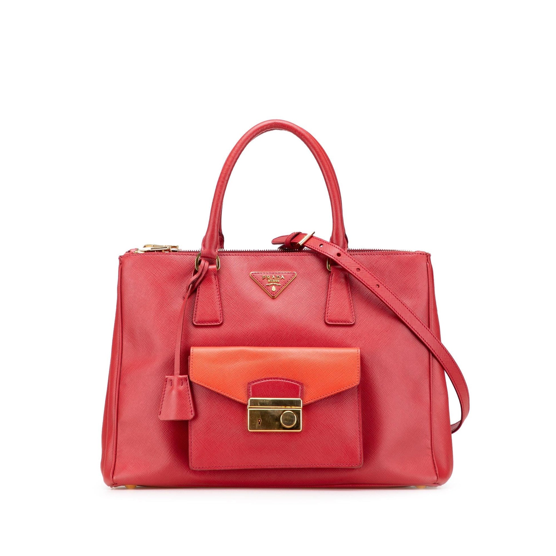 Prada Lux Galleria Double Front Pocket Satchel Saffiano Zip Satchel Bag Pocket Satchel 1