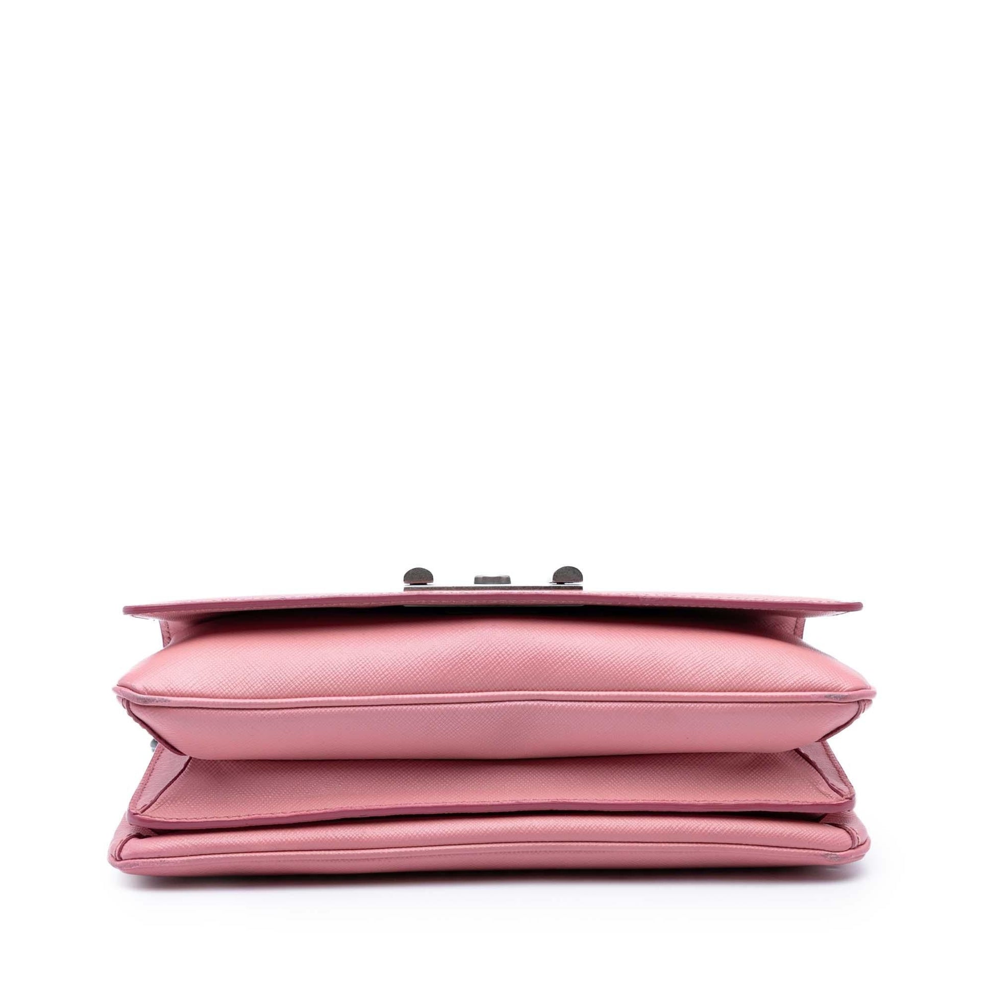 Prada Lux Lock Crossbody Bag Saffiano Chain Flap