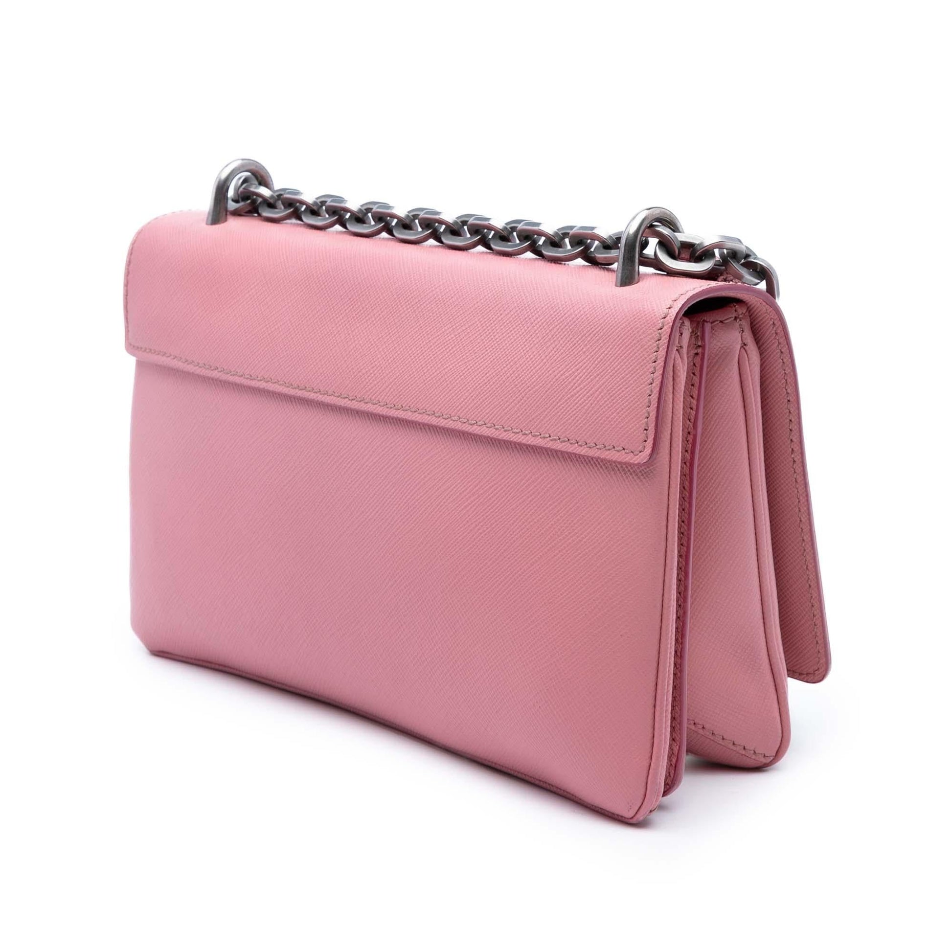 Prada Lux Lock Crossbody Bag Saffiano Chain Flap