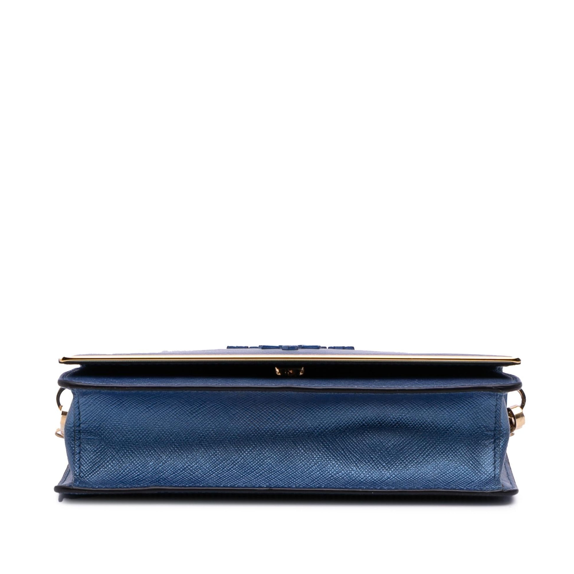 Prada Lux Bar Crossbody Metal Saffiano Chain Crossbody Bag
