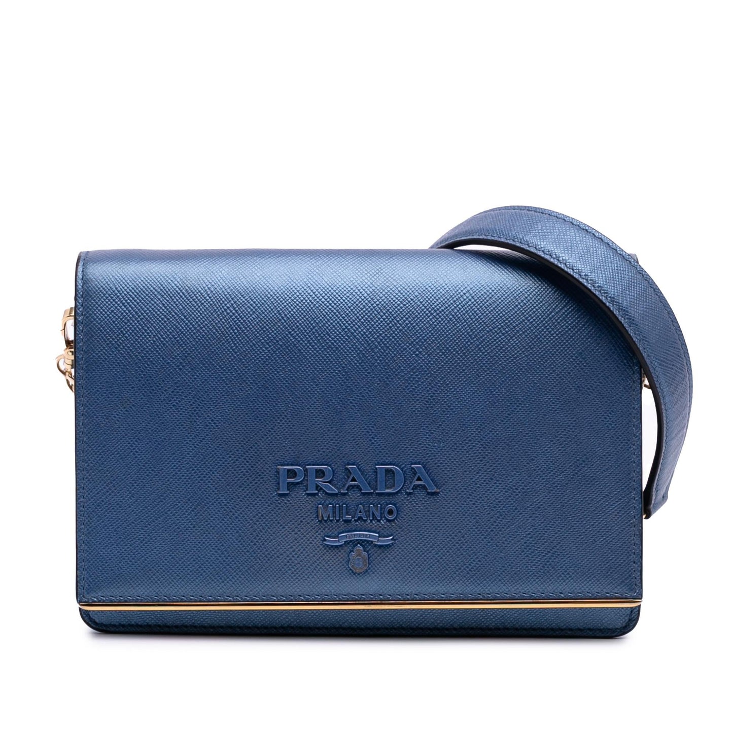 Prada Lux Bar Crossbody Metal Saffiano Chain Crossbody Bag