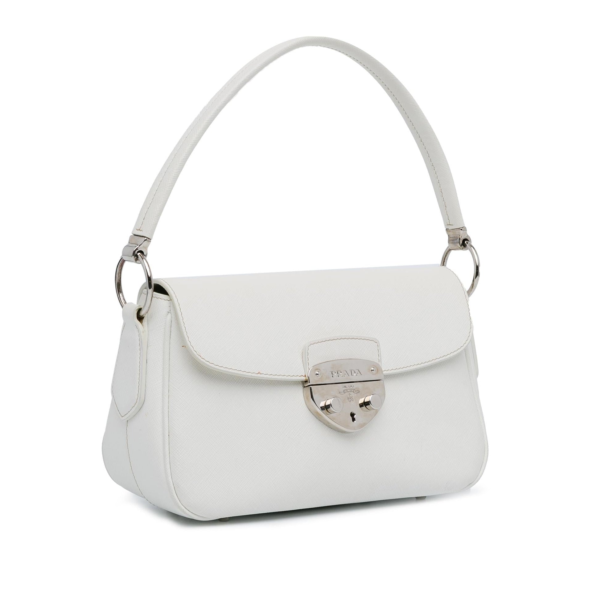 Prada Lux Pushlock Shoulder Bag Saffiano Flap
