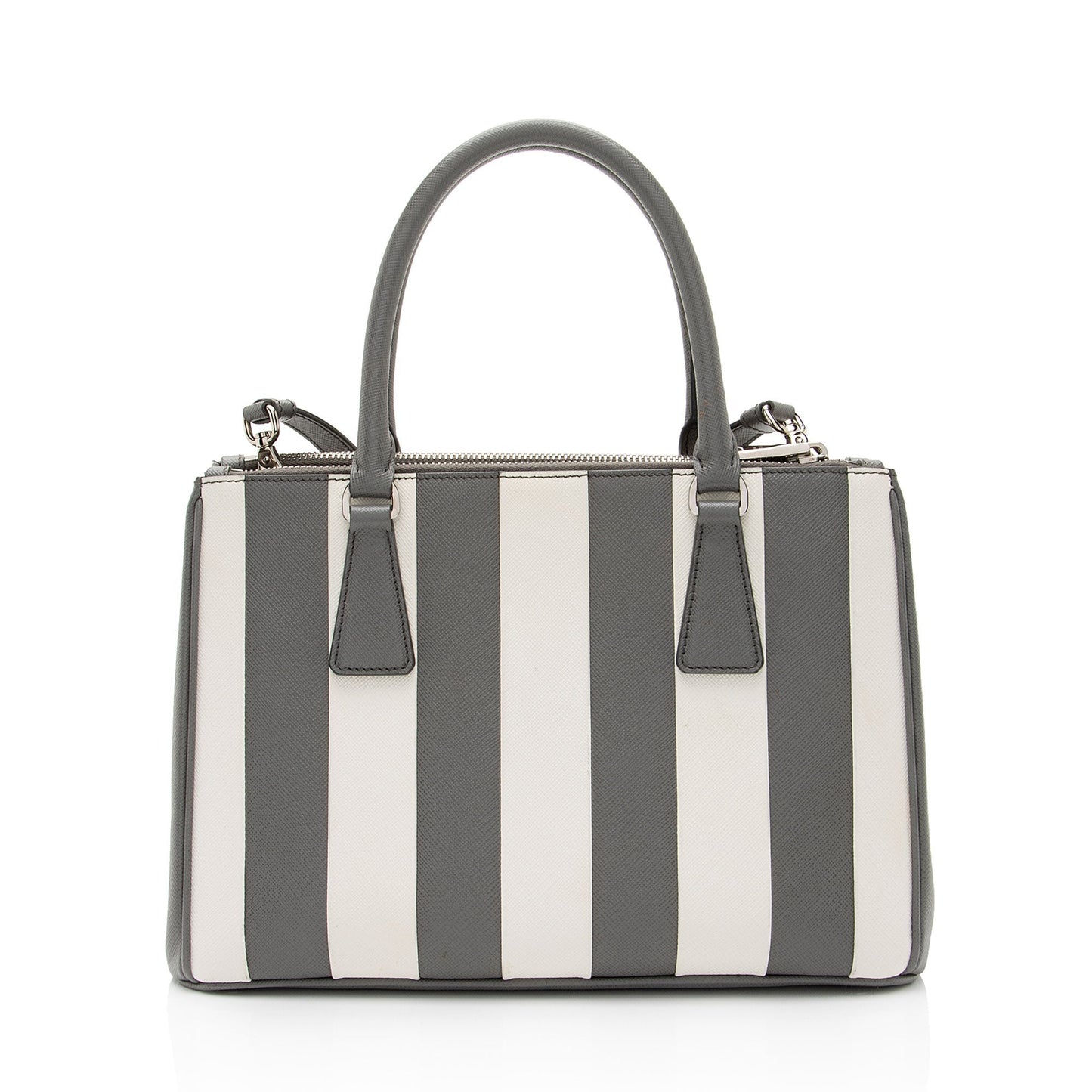 Prada Lux Striped Double Tote Shf Bg3Tlj Saffiano Small Zip Tote Bag